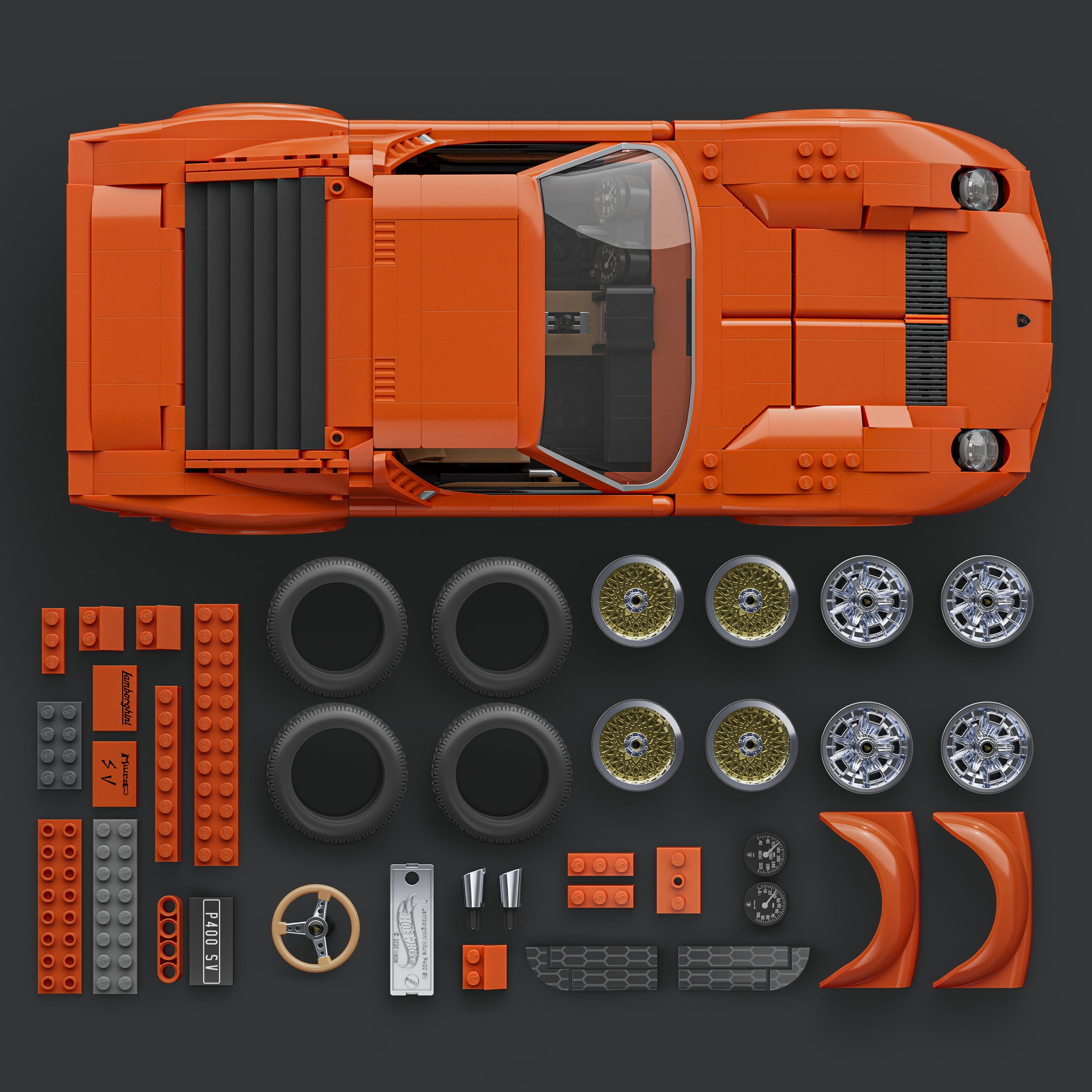 Mattel Brick Shop Hot Wheels Jogo de Constru??o Premium Lamborghini Miura P400 SV - Image 4