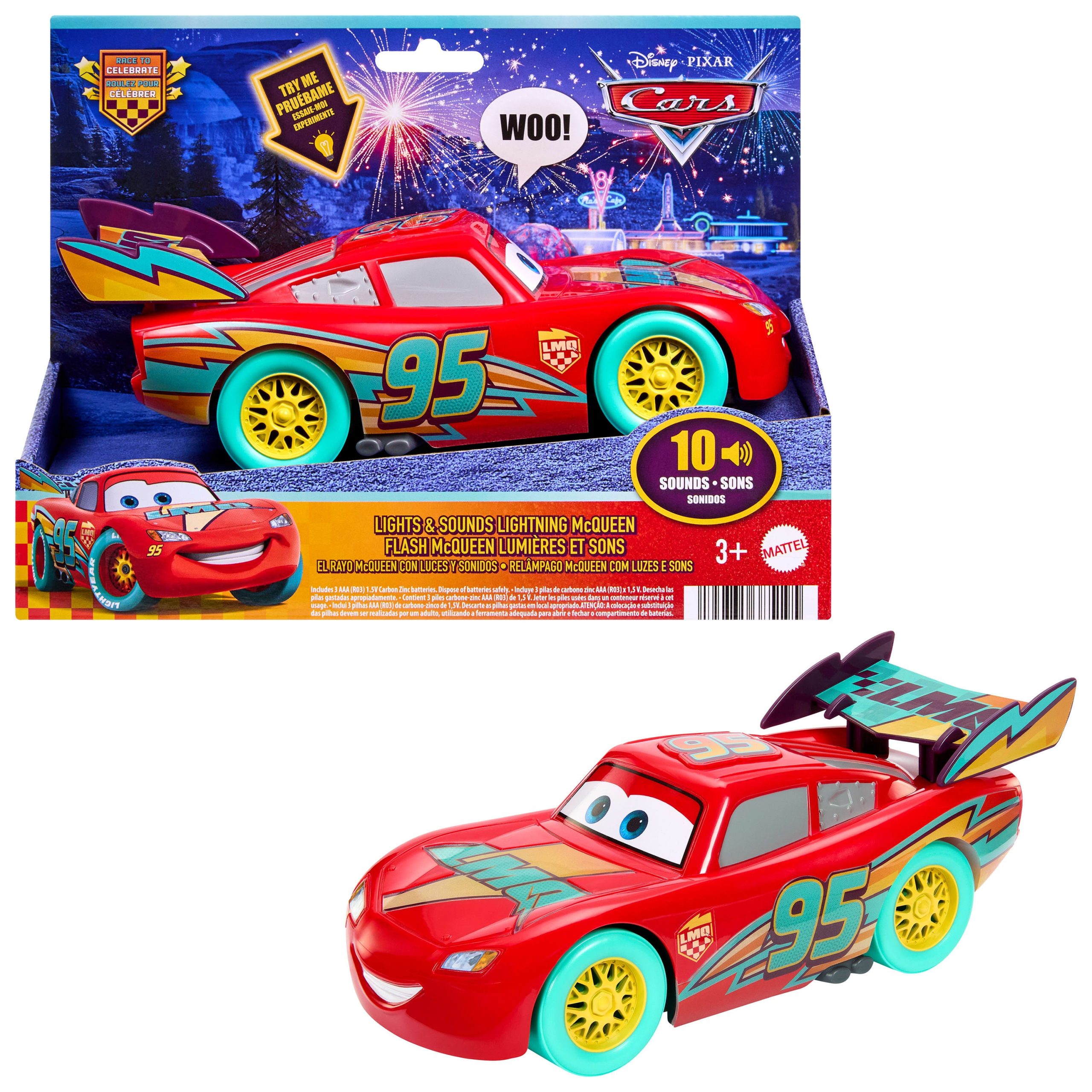 Disney?Pixar Cars V??hicule Flash Mcqueen Race To Celebrate Sons et Lumi??res