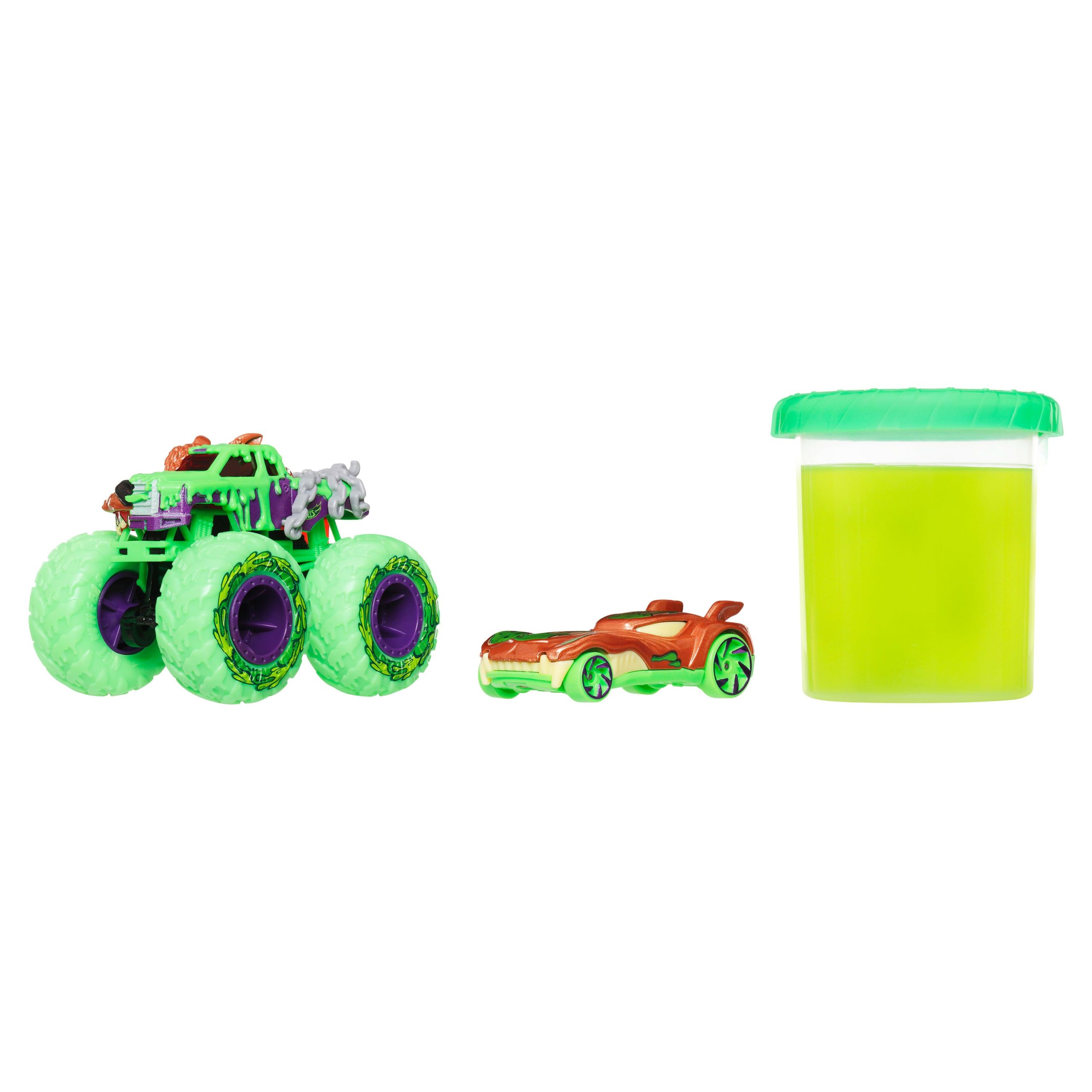 Hot Wheels Monster Trucks Mutant Chaos Toy Truck. Die-Cast Car & 4 Oz. Of Slime - Image 2