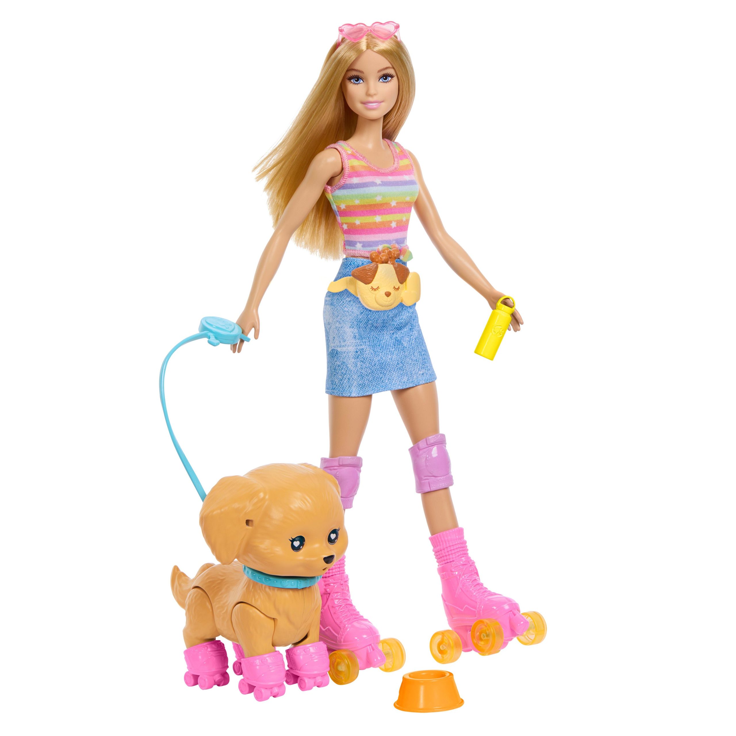 Poup??e Barbie et Son Chiot Sur Patins ?? Roulettes
