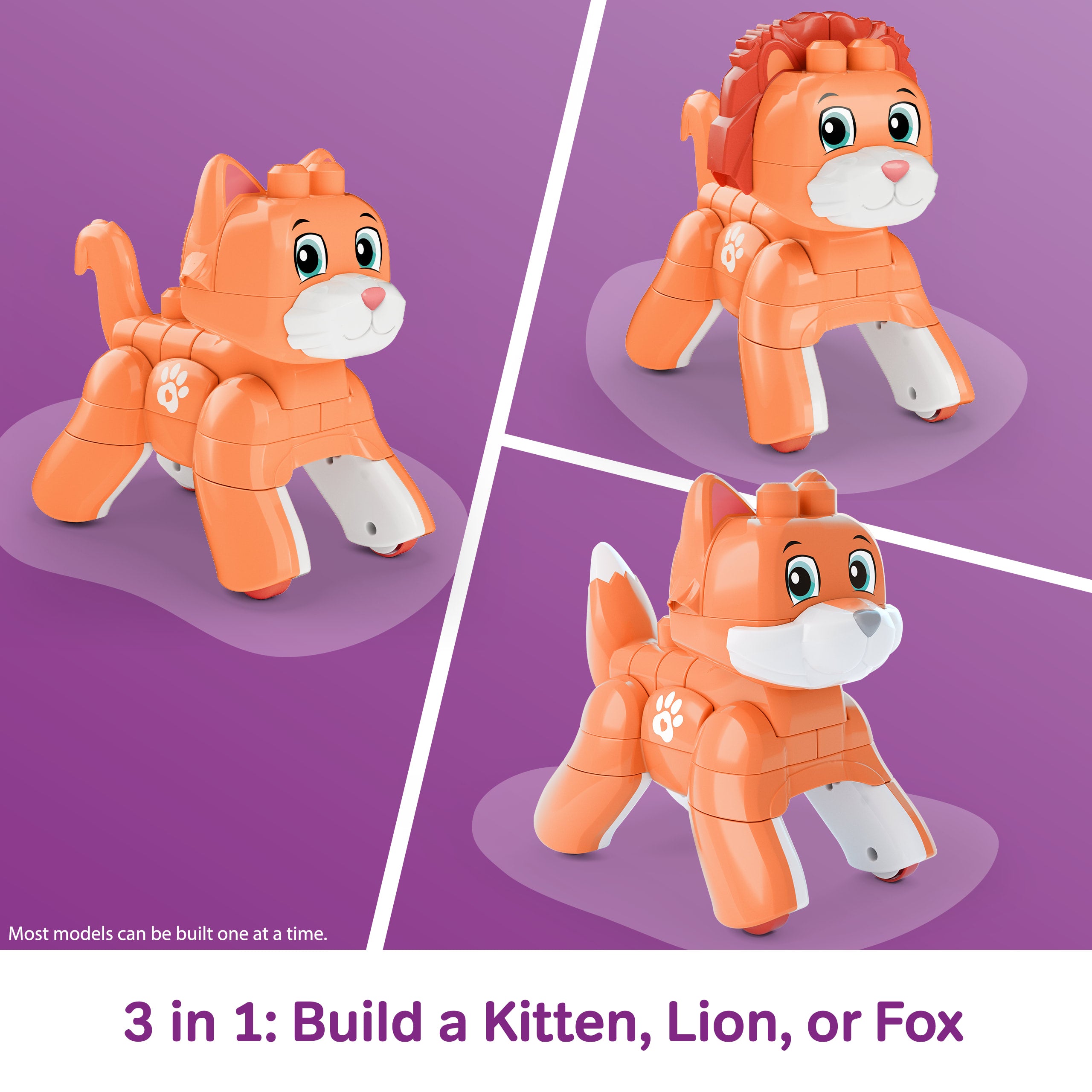 MEGA Bloks Fisher-Price Rolling Kitten Block Toy With Rolling Wheels (25 Pieces) For Kids - Image 3
