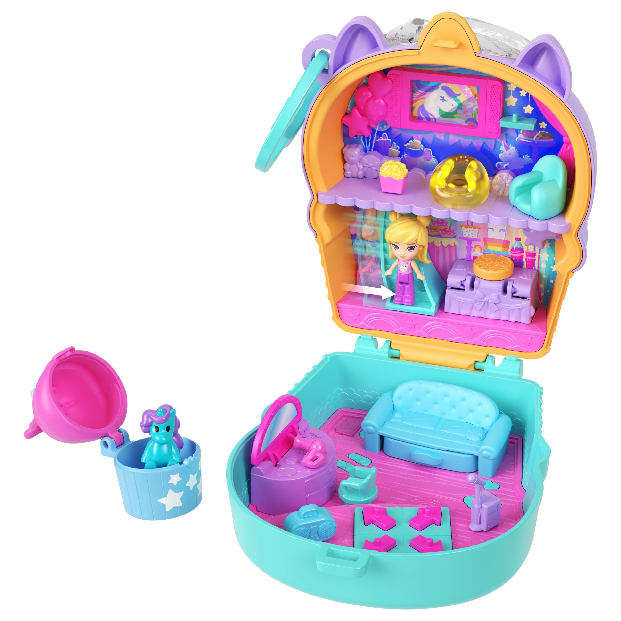 Polly Pocket Conjunto de Brinquedo Compacto Sorvete de Unic??rnio