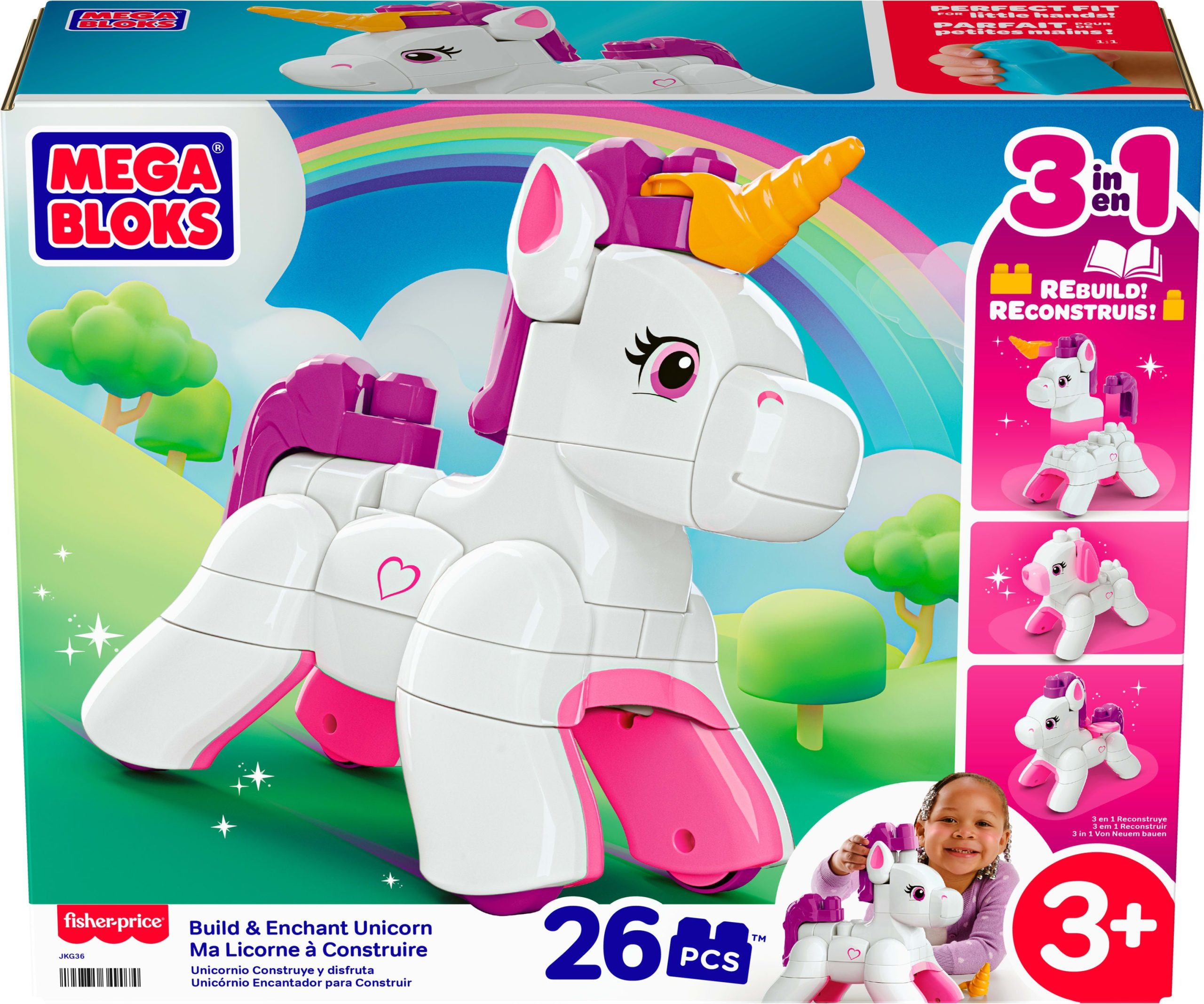 Mega Bloks Jogo de Constru??o 3 em 1 Unic??rnio Monta e Brilha - Image 6