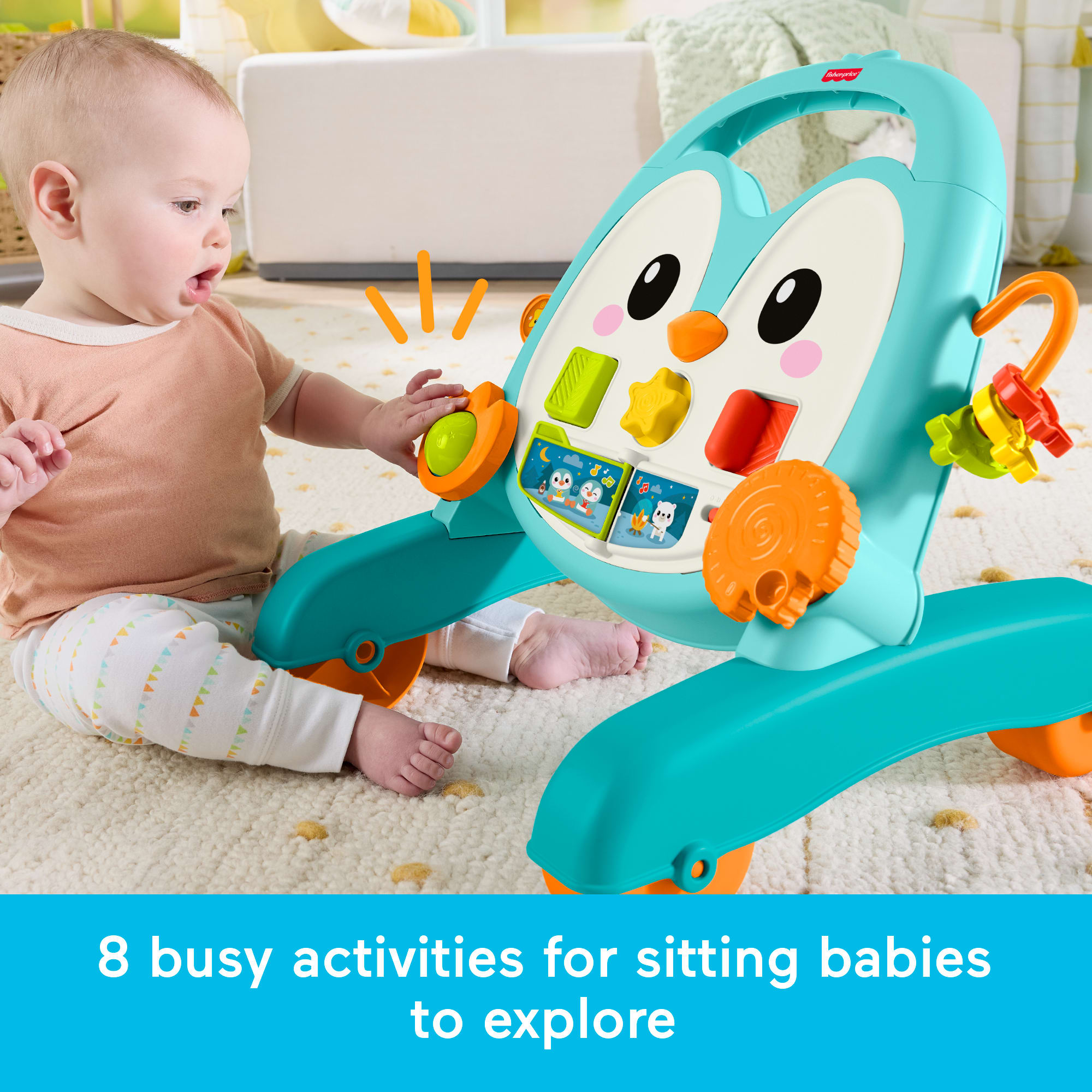 Fisher-Price 2-in-1 Musical Penguin Walker. Baby To Toddler Push Along Activity Toy - Image 3
