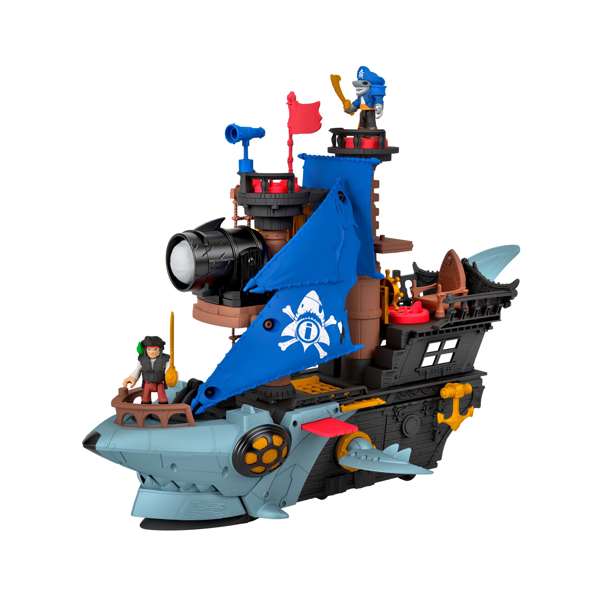 Coffret de Jeu Bateau-Pirate Requin Imaginext Avec 2?Figurines Articul??es. Bateau Jouet et Accessoires