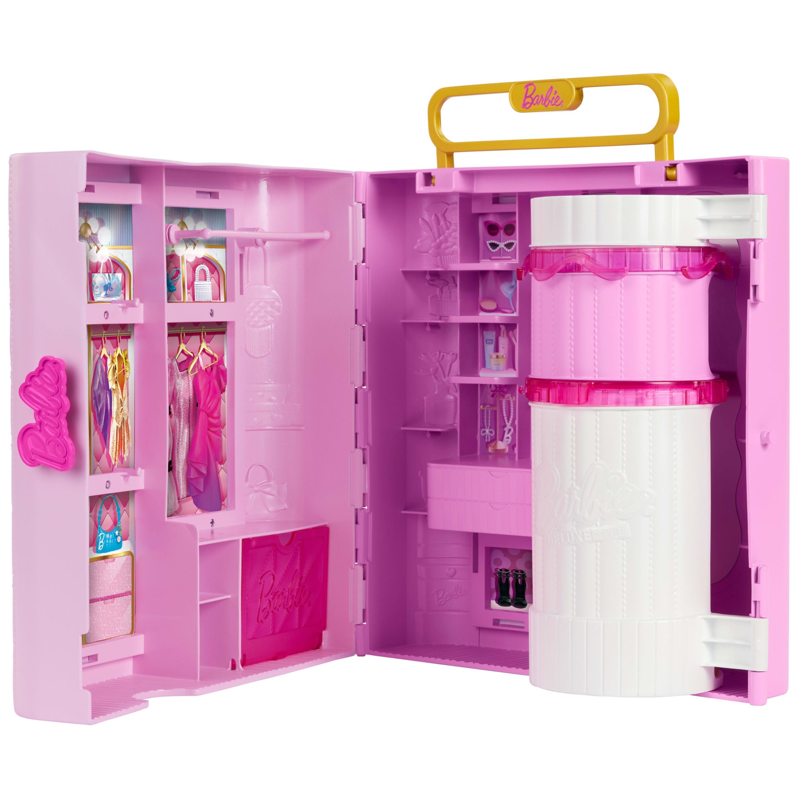 Barbie Closet With Spin & Style Feature. Vanity. Ottoman. 4 Fashions. 20+ Pieces. Portable Storage - Image 4