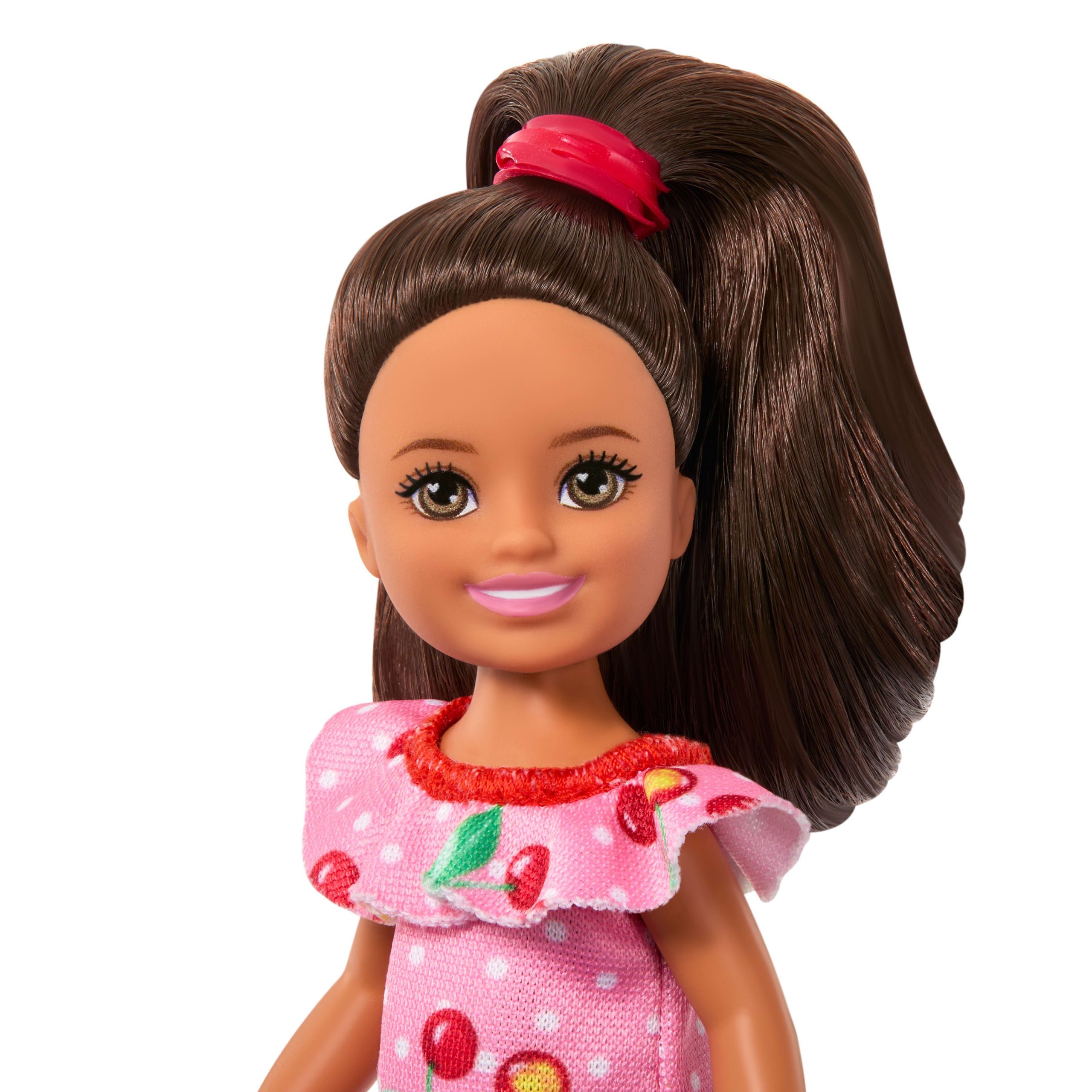 Barbie Club Chelsea Lula Small Doll. 6-inch With Brunette Hair in Cherry-Print Dress & Sandals - Image 2