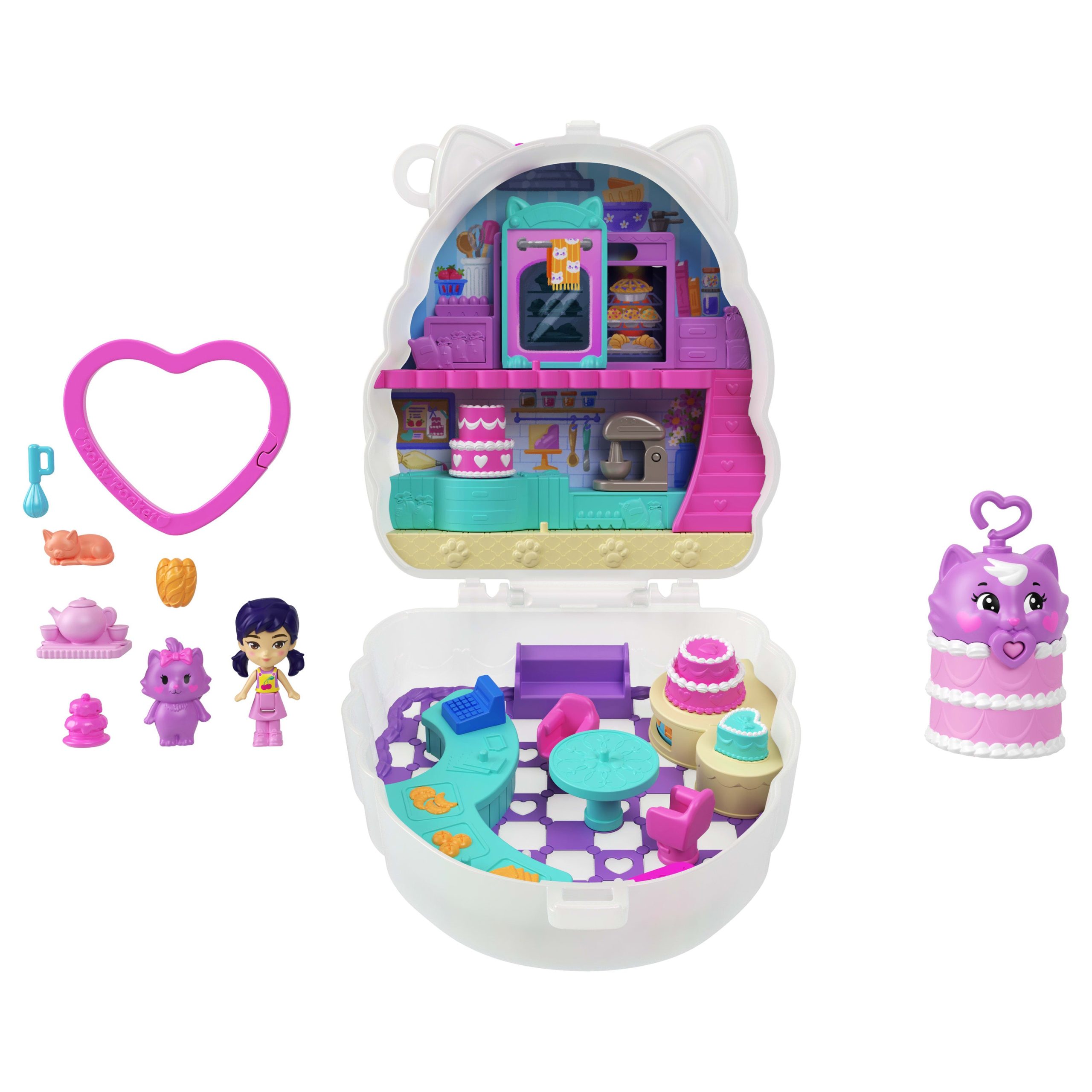 Polly Pocket Conjunto de Brinquedo Compacto Bolo Gatinho - Image 5