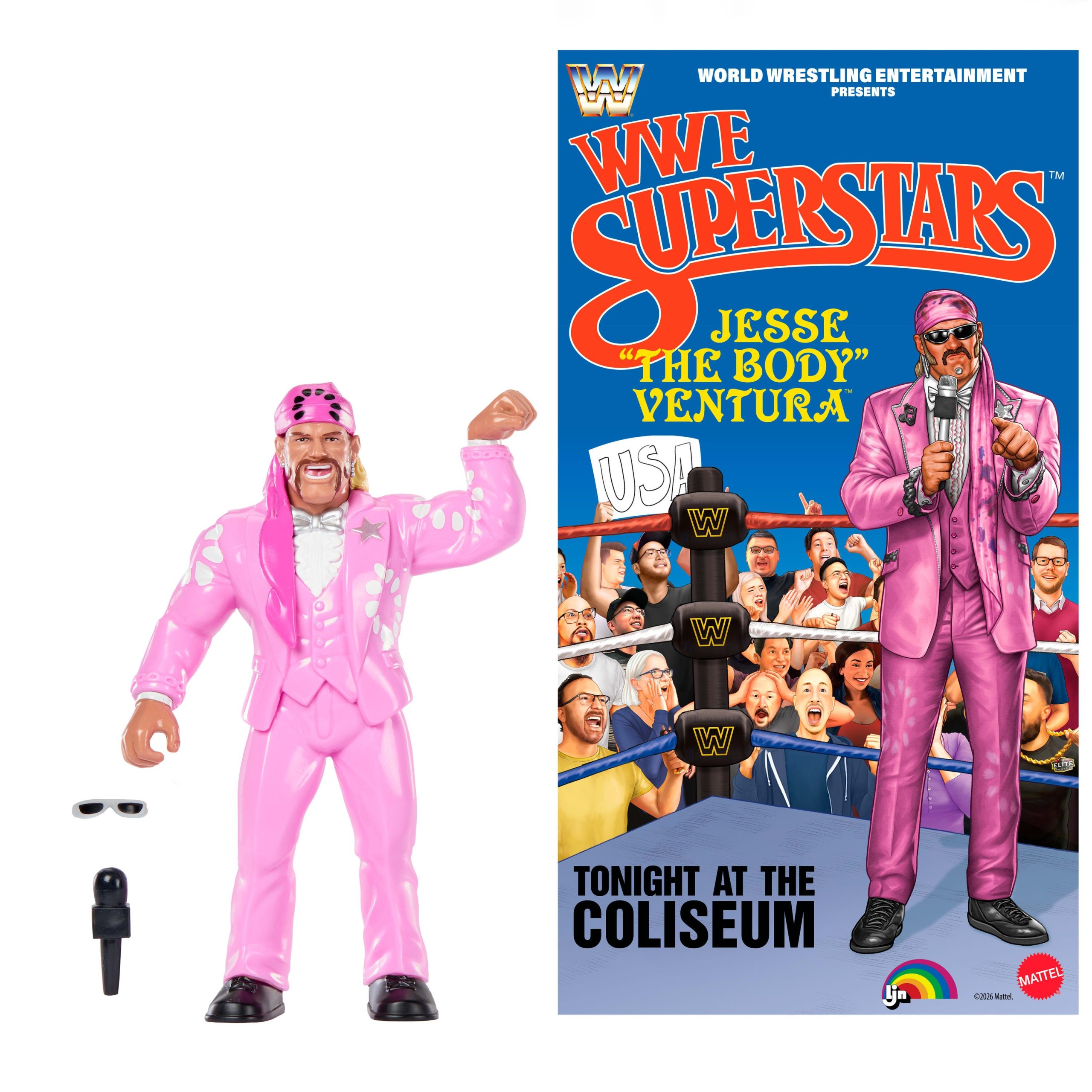 Ljn WWE Superstars Jesse The Body Ventura Action Figure. 1980s Retro 8-inch Collectible Toy
