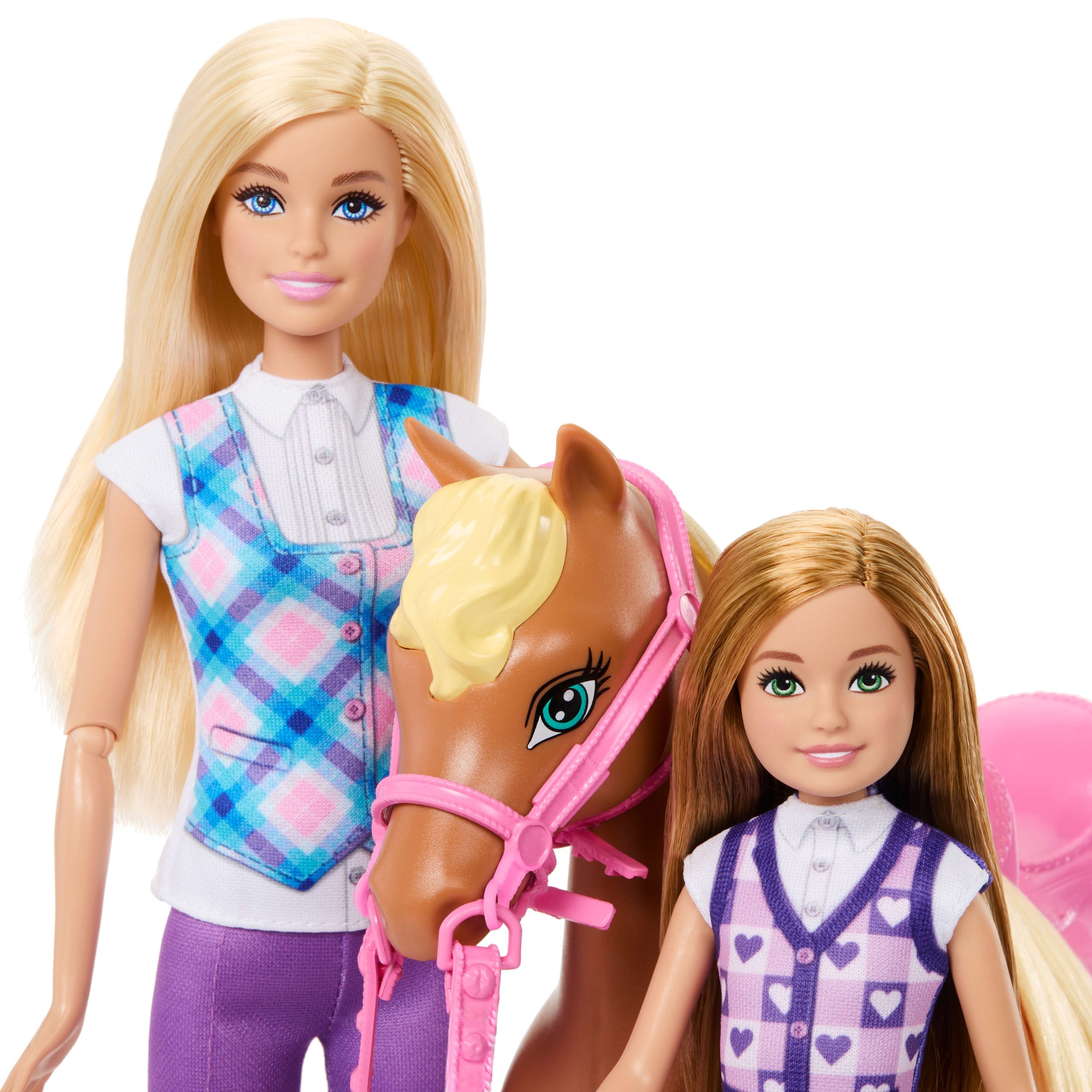 Barbie Toy Horse & Doll Set. includes Barbie & Stacie Sisters With Helmets & Riding Accessories - Image 2