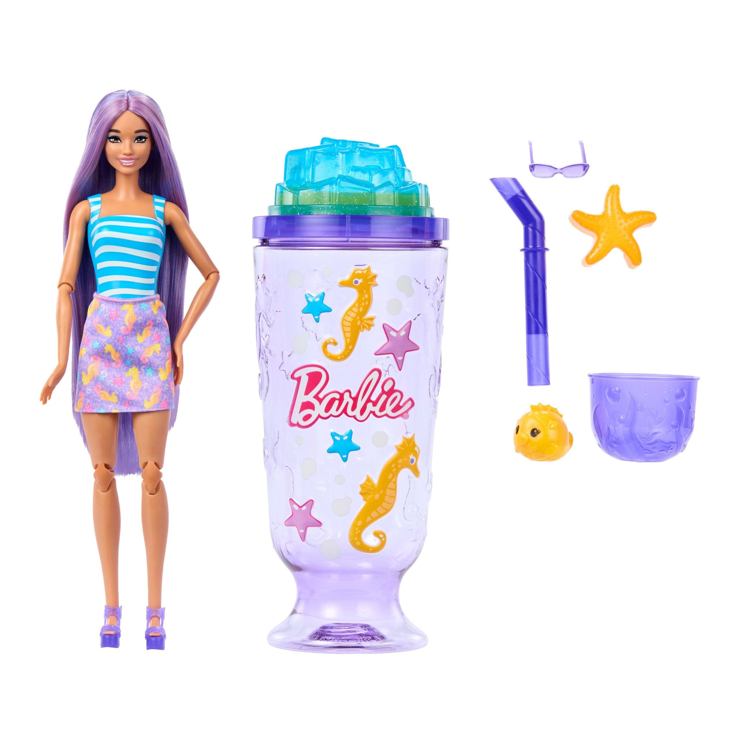 Barbie Pop Reveal Doll & Accessories. Sea Slushy Series Fashion Doll. Pet. Slime & Color Change