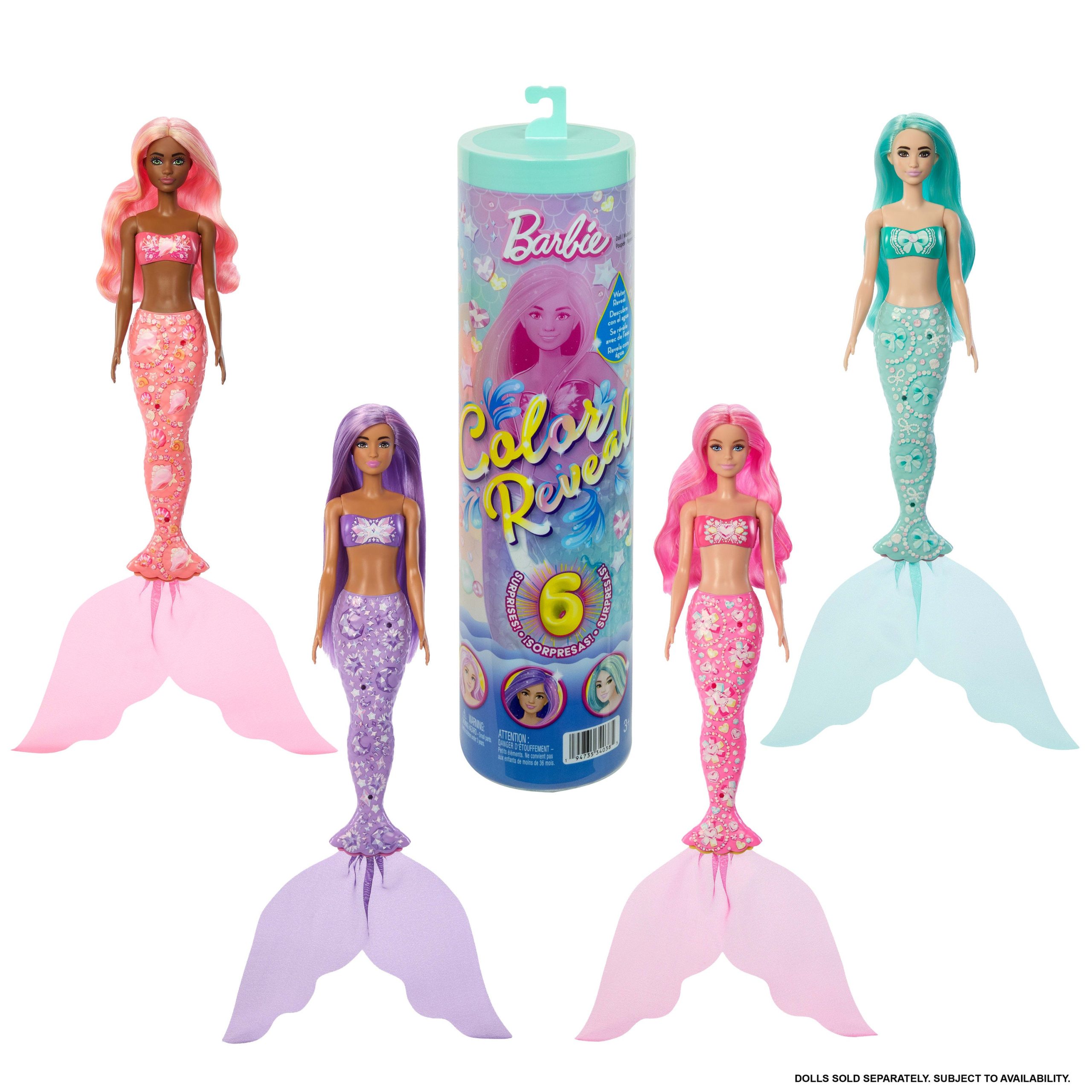 Barbie Color Reveal Mermaid Series Doll & Accessories With 6 Surprises