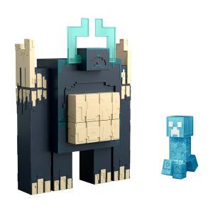 Mattel Minecraft?dungeons Ii?Twisted Warden Figurine Avec Variations Lumineuses et Sonores. Attaque Muscl??e et Effet Pix??lis??