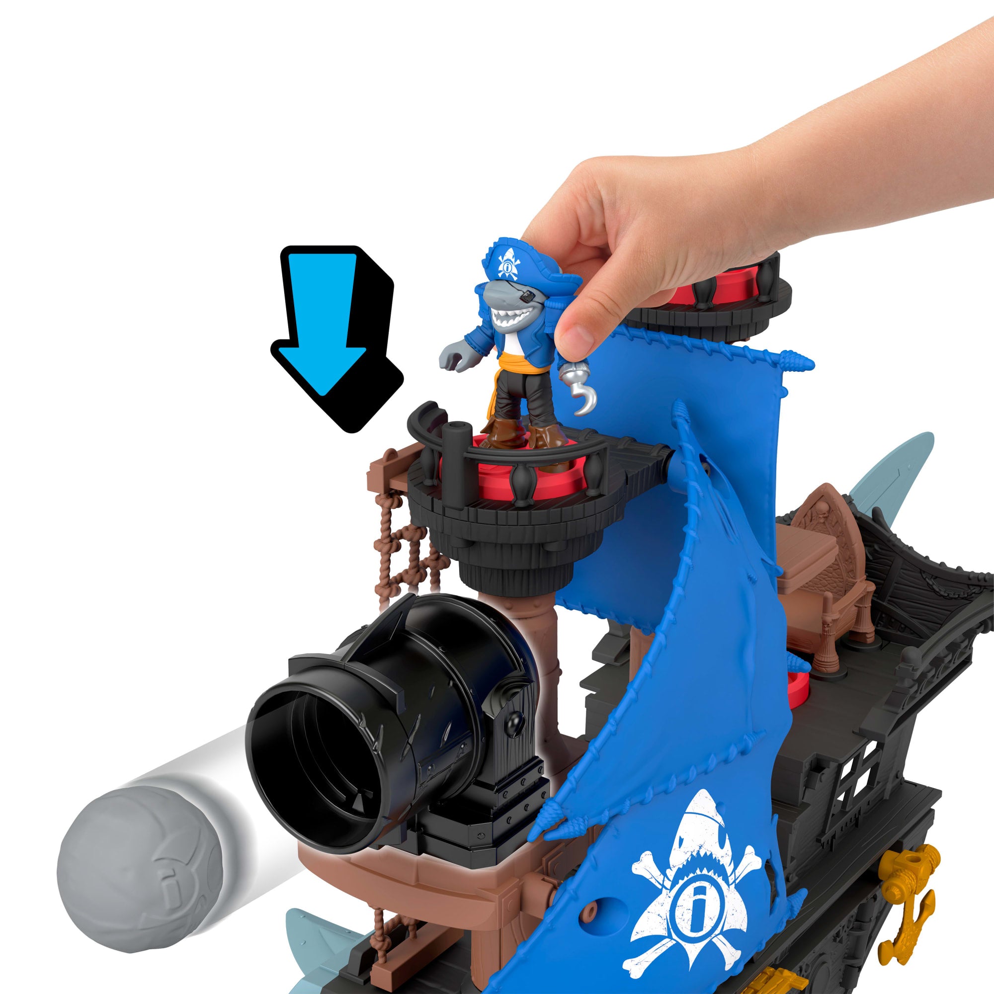 Coffret de Jeu Bateau-Pirate Requin Imaginext Avec 2?Figurines Articul??es. Bateau Jouet et Accessoires - Image 3
