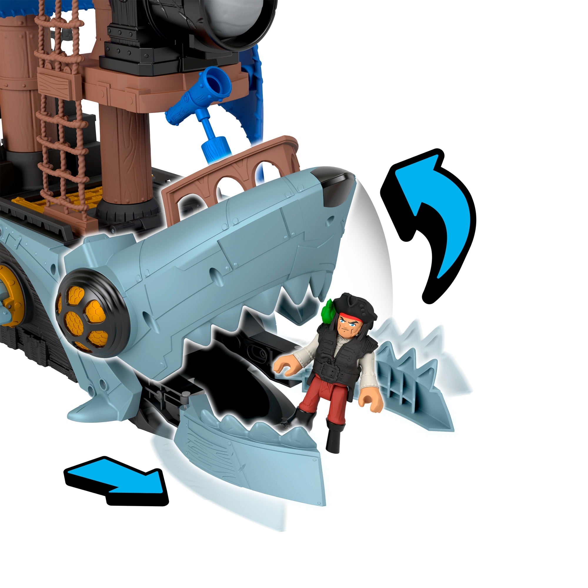 Coffret de Jeu Bateau-Pirate Requin Imaginext Avec 2?Figurines Articul??es. Bateau Jouet et Accessoires - Image 6