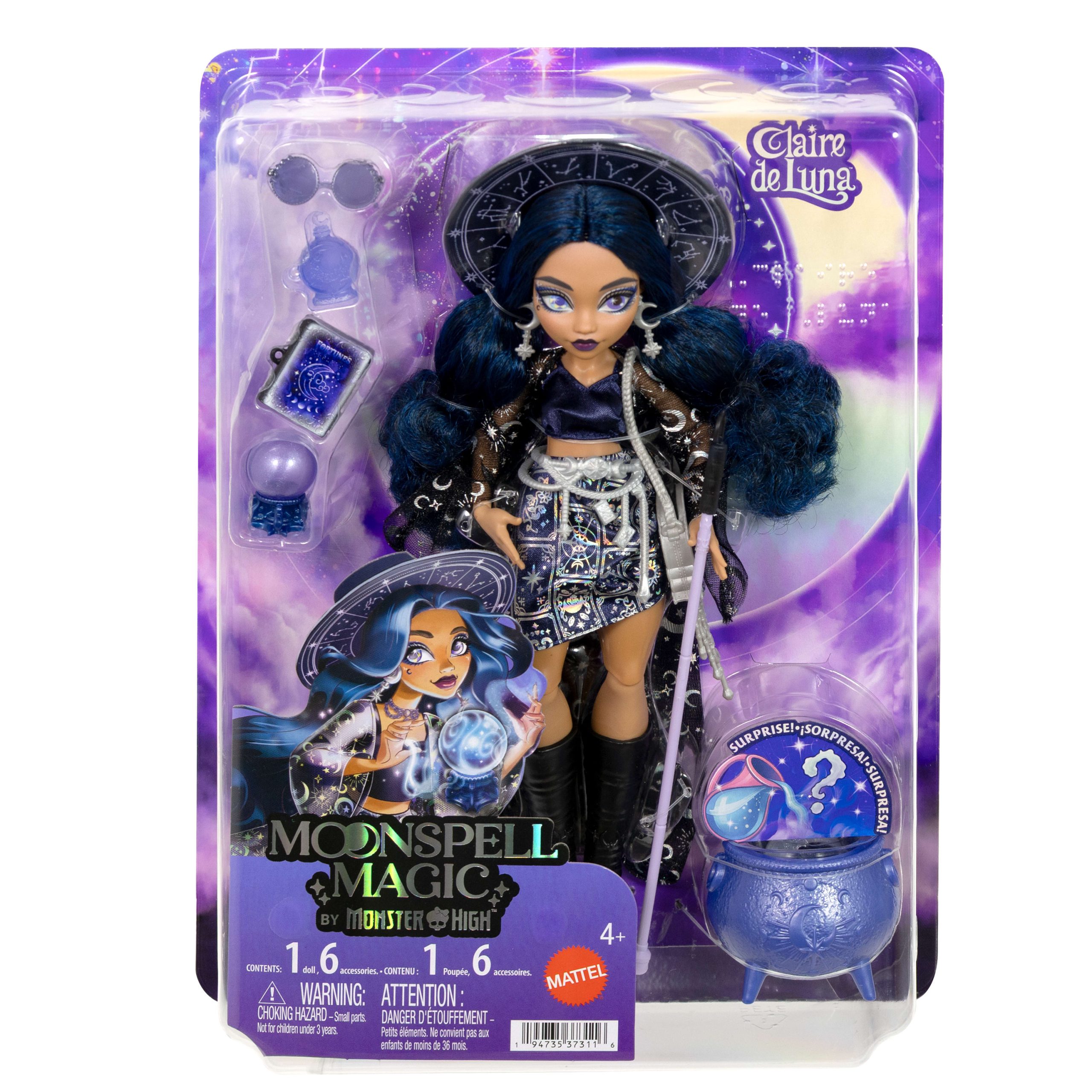 Moonspell Magic By Monster High Claire De Luna Fashion Doll. Clairvoyant Witch With Accessories - Image 4