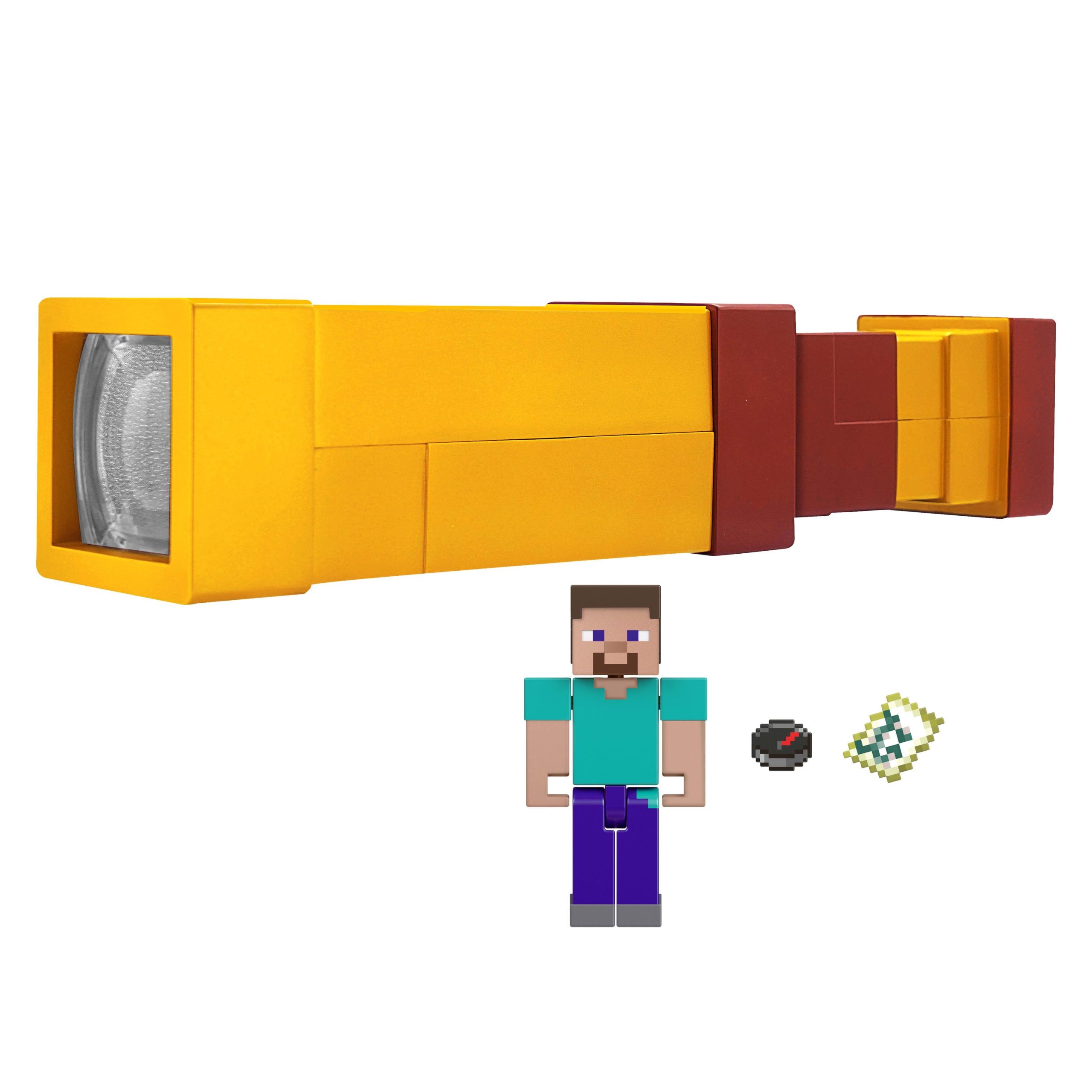 Coffret Avec Longue Vue ?? Pixels Minecraft et Figurine Articul??e de Steve