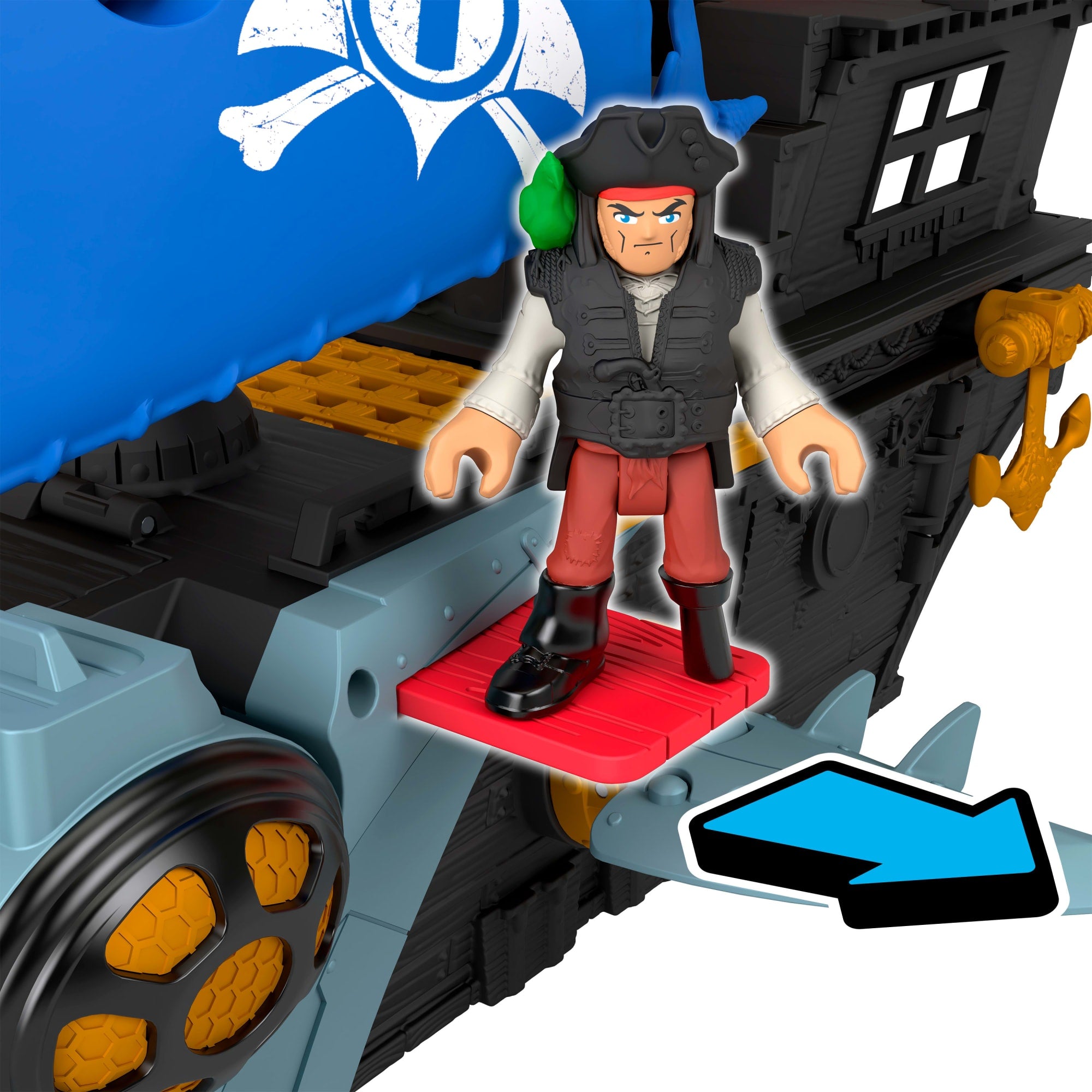 Coffret de Jeu Bateau-Pirate Requin Imaginext Avec 2?Figurines Articul??es. Bateau Jouet et Accessoires - Image 4