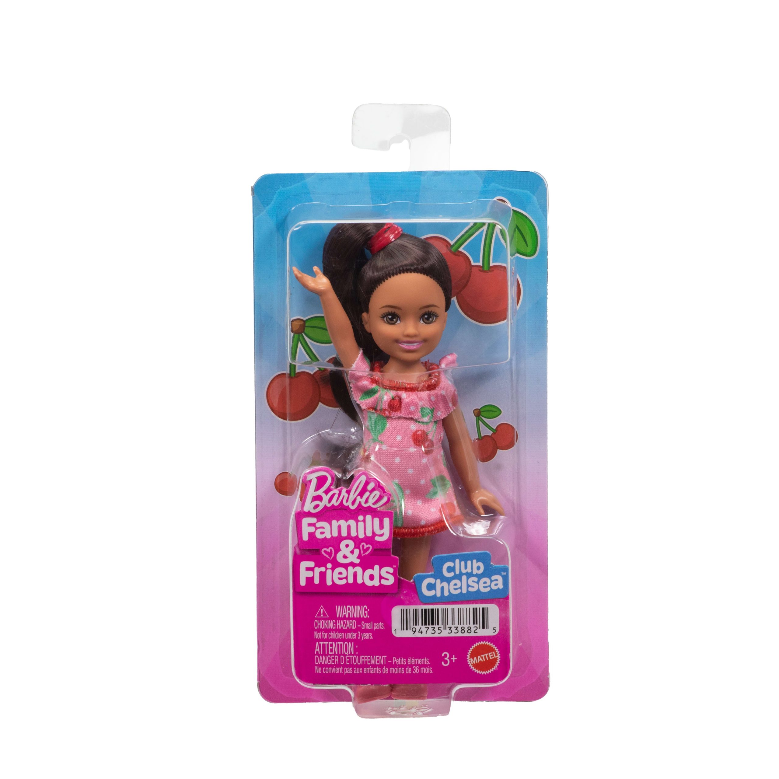 Barbie Club Chelsea Lula Small Doll. 6-inch With Brunette Hair in Cherry-Print Dress & Sandals - Image 6