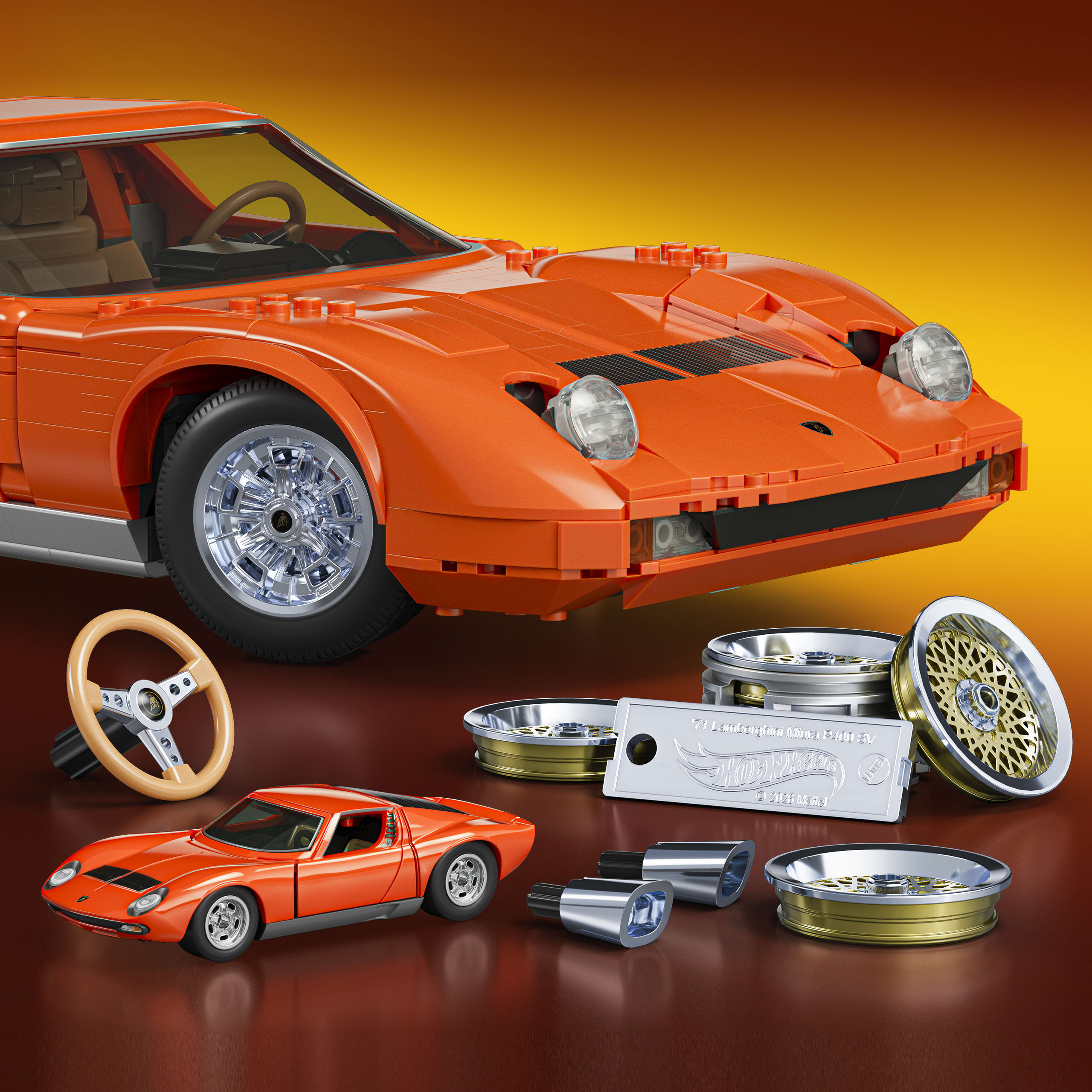 Mattel Brick Shop Hot Wheels Jogo de Constru??o Premium Lamborghini Miura P400 SV - Image 5
