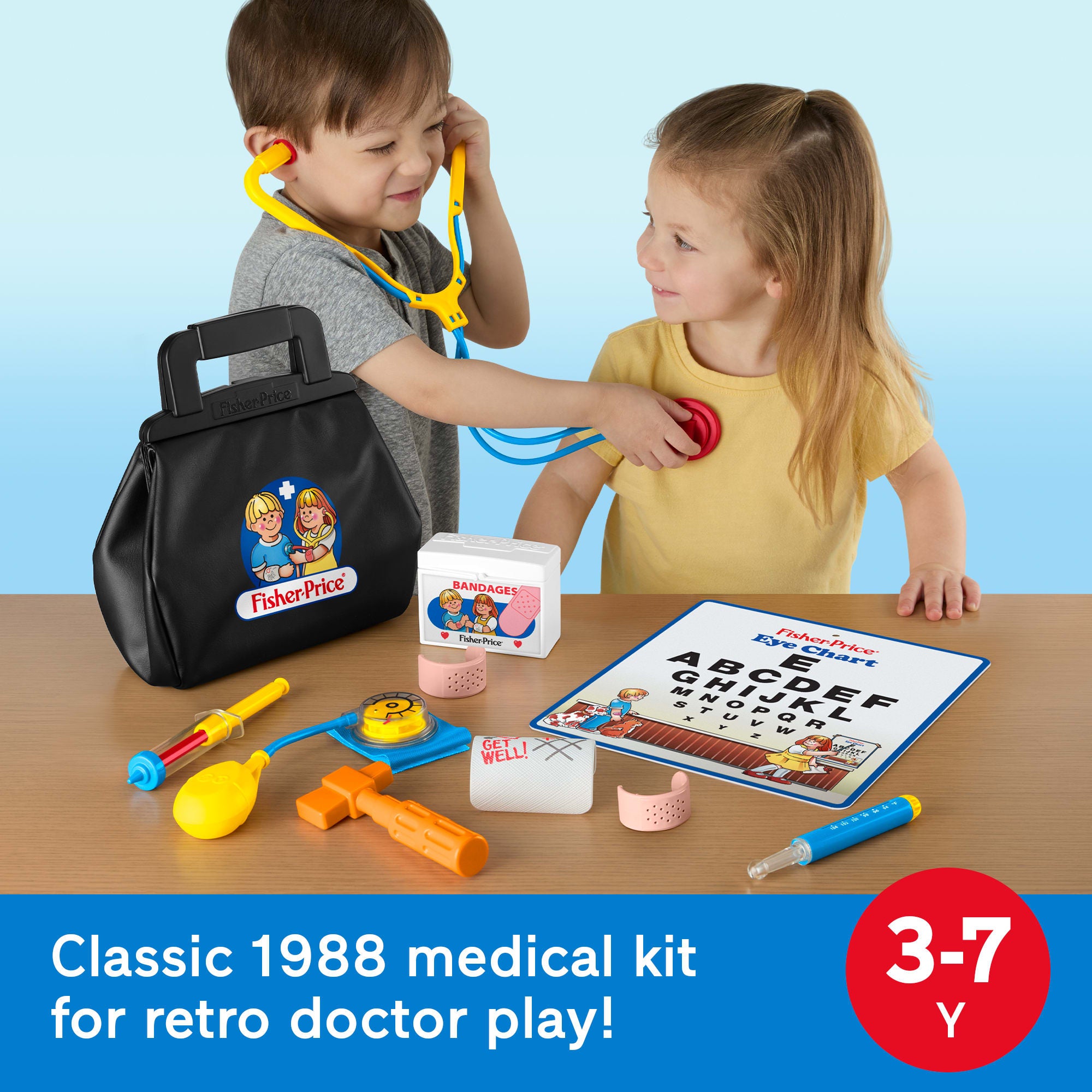 Fisher-Price 1988 Medical Kit. 11-Piece Doctor Bag Pretend Play Set For Preschool Kids - Image 2