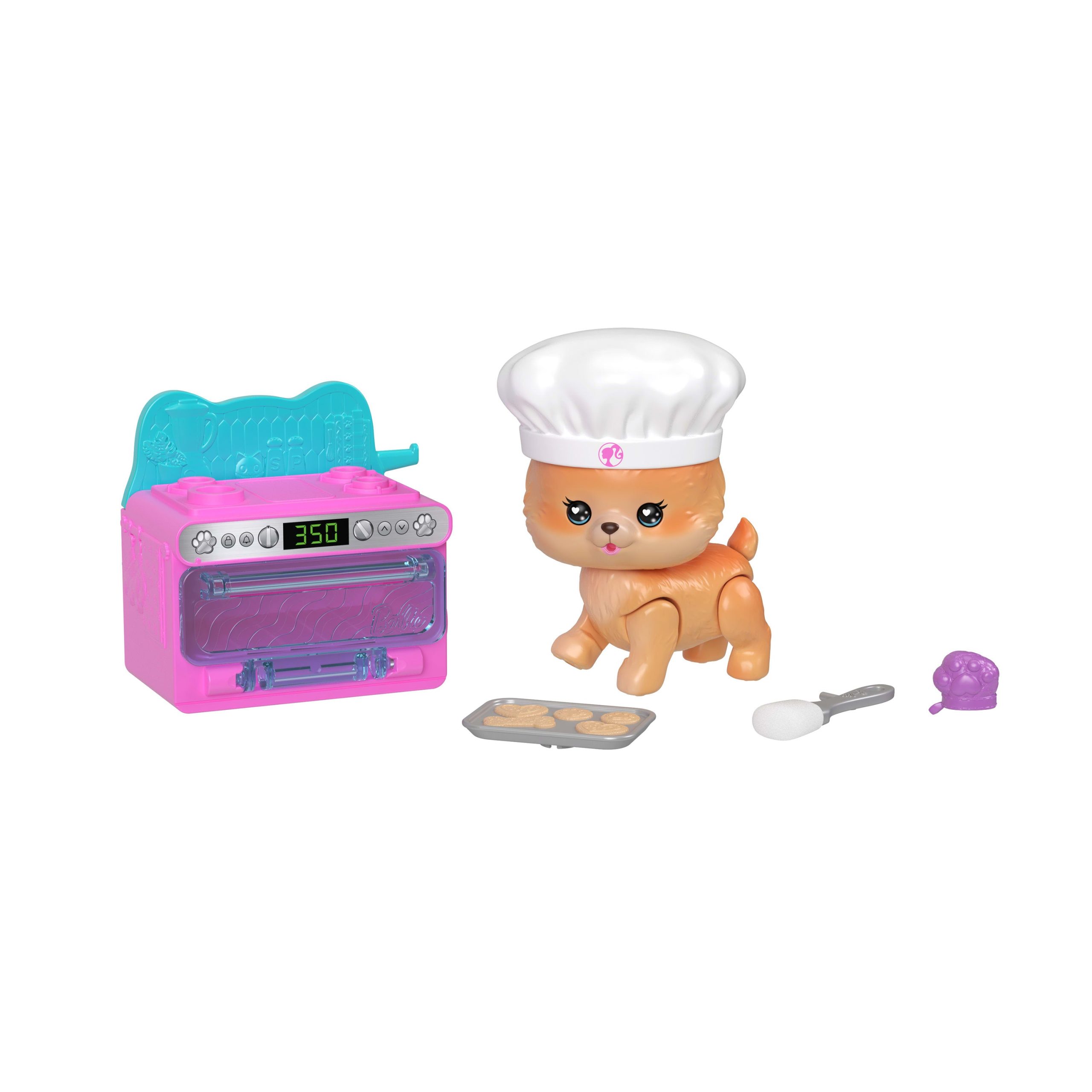 Barbie Dream Squad Pet Puppy With Baking-Themed. Color-Changing Accessories