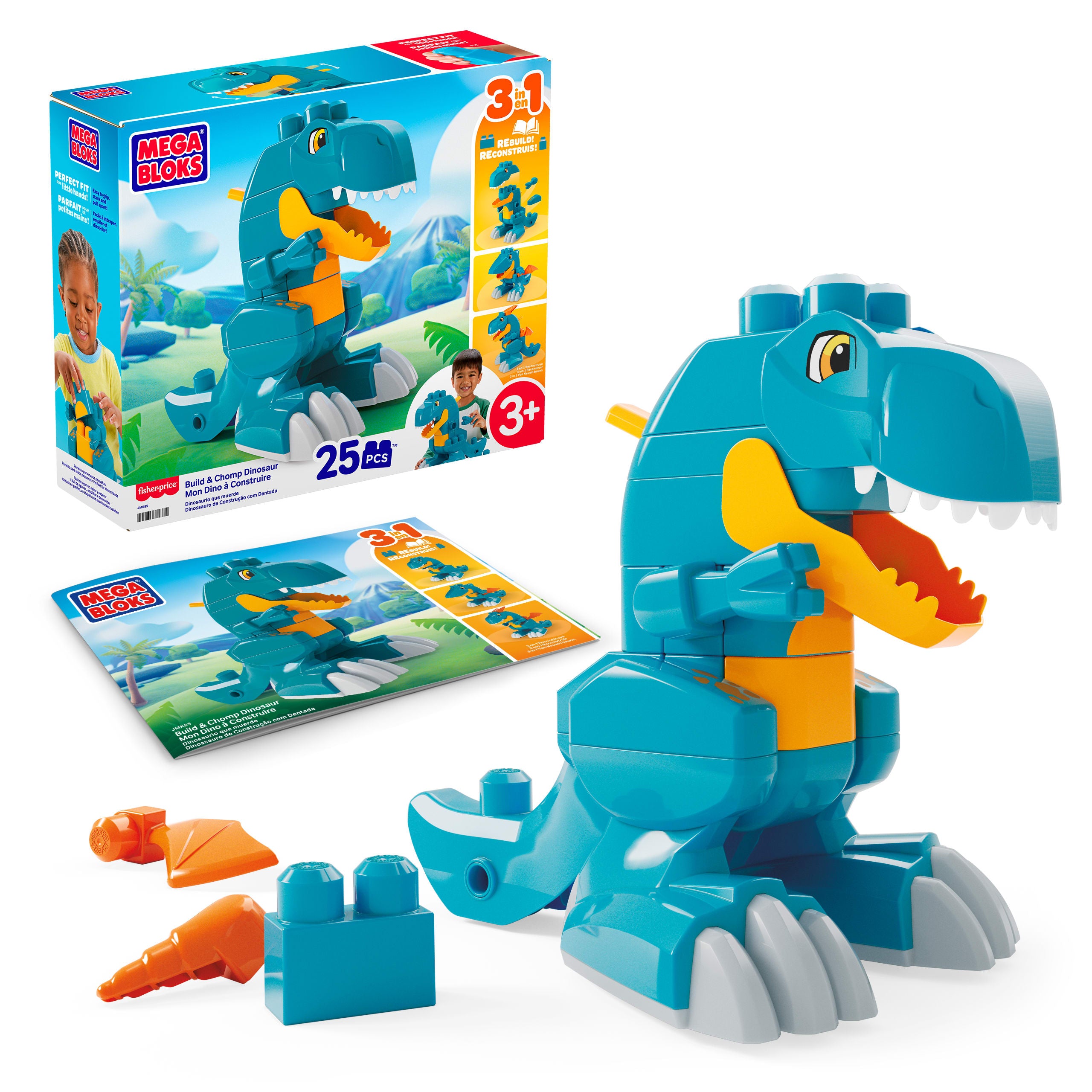 Mega Bloks Jogo de Constru??o 3 em 1 Dinossauro Monte e Ataque
