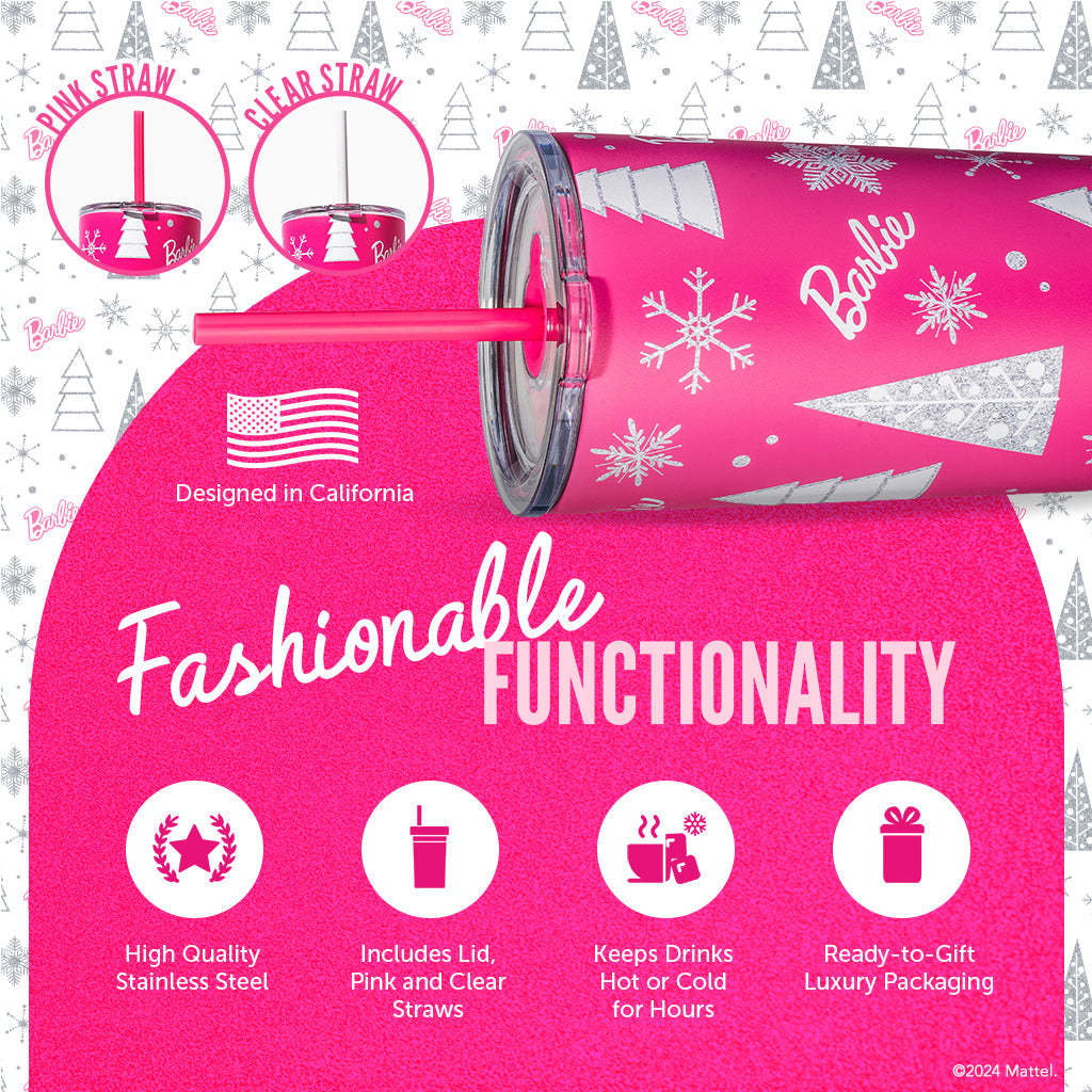 Barbie? Pink Christmas Tumbler - Image 3