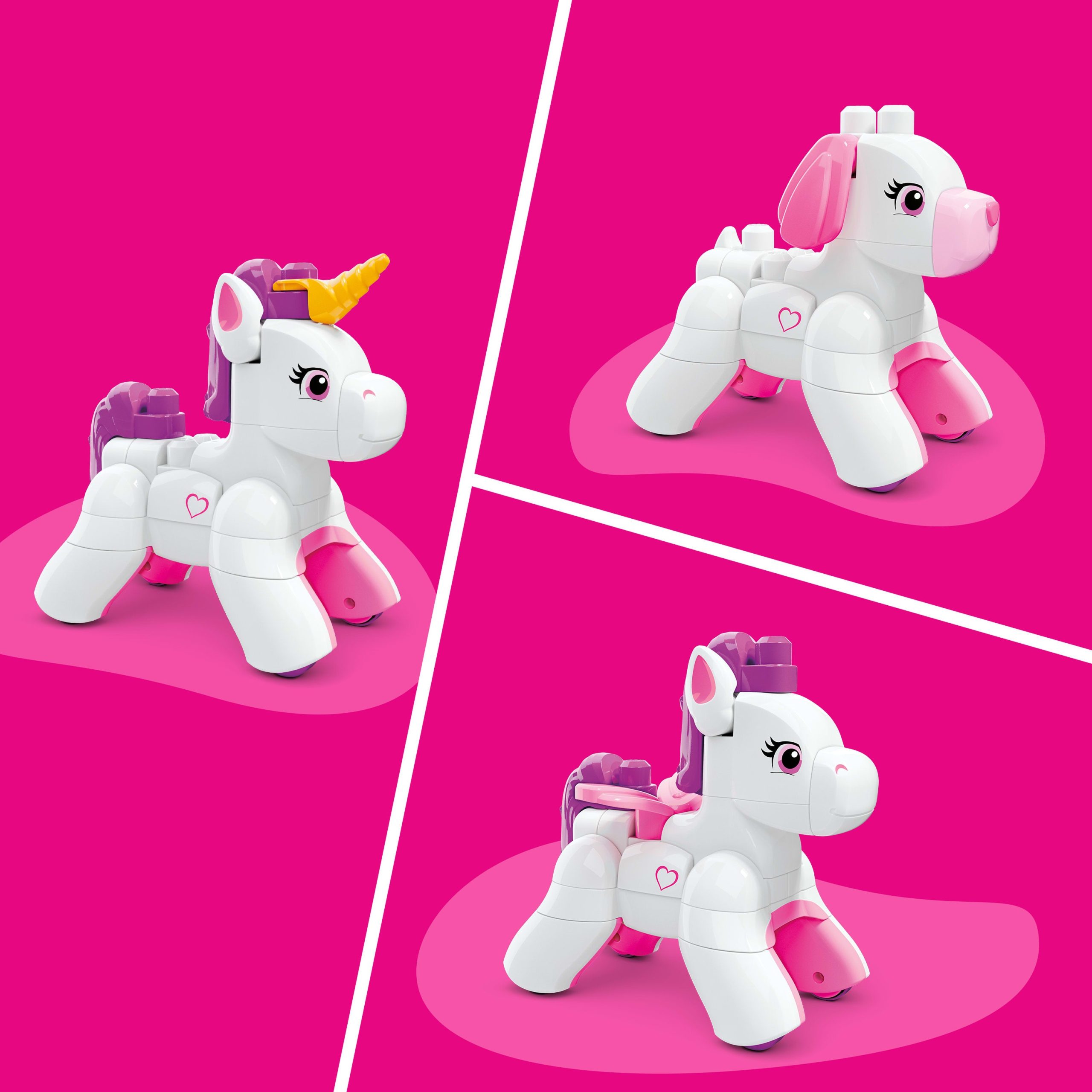 Mega Bloks Jogo de Constru??o 3 em 1 Unic??rnio Monta e Brilha - Image 3