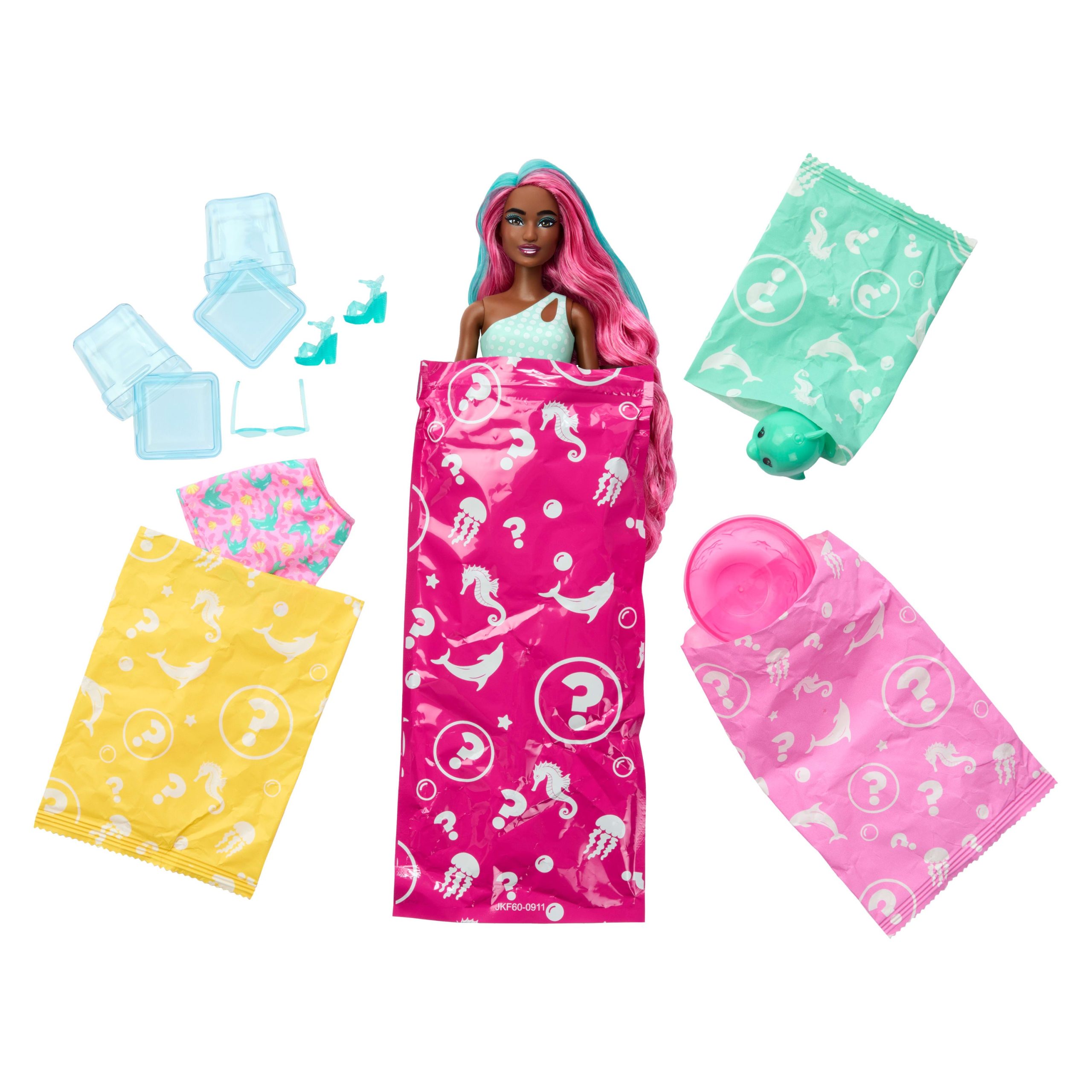 Barbie Pop Reveal Doll & Accessories. Sea Slushy Series Fashion Doll. Pet. Slime & Color Change - Image 4