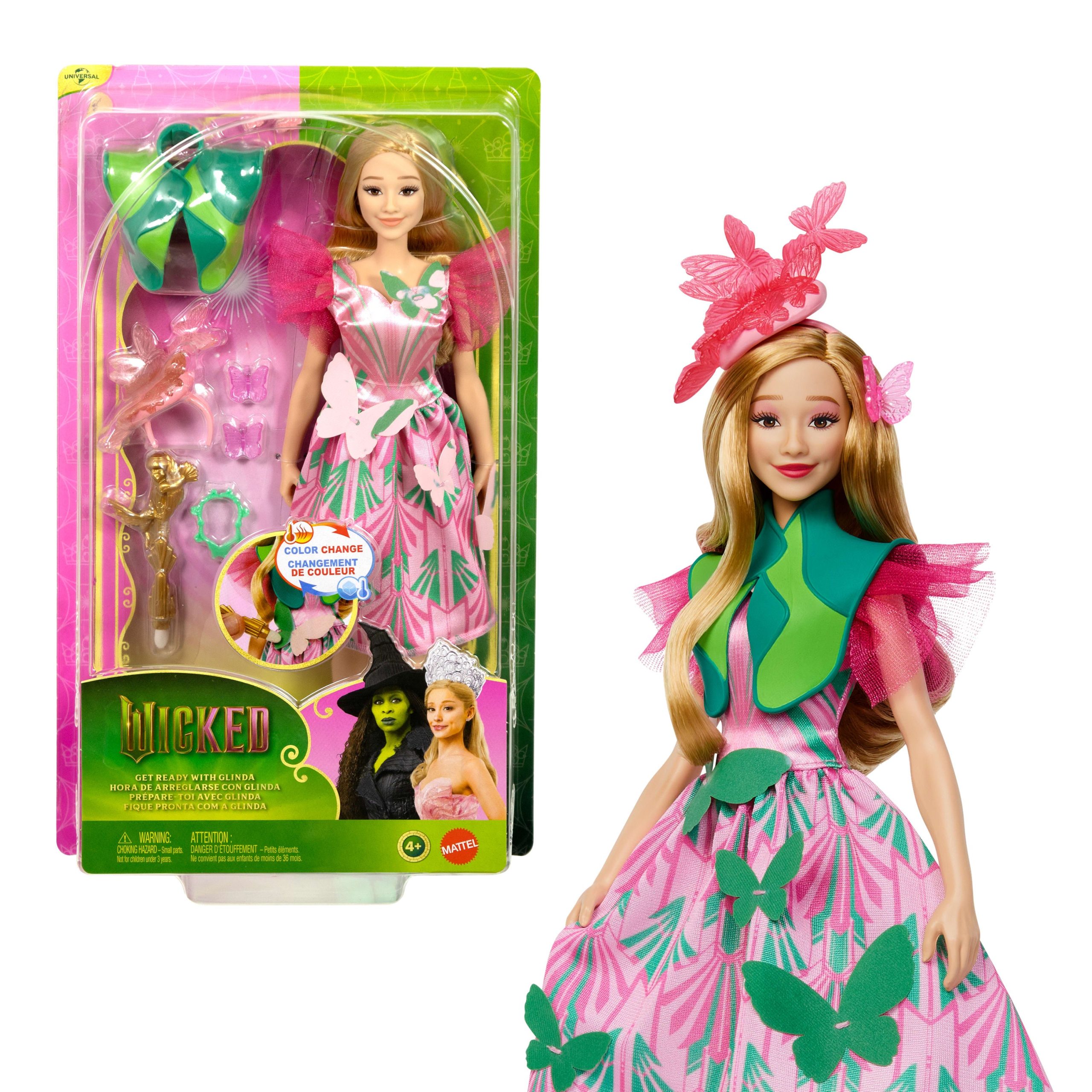 Universal Pictures' Wicked Get Ready With Glinda Doll Set With 8 Accessories & Color Change Fun