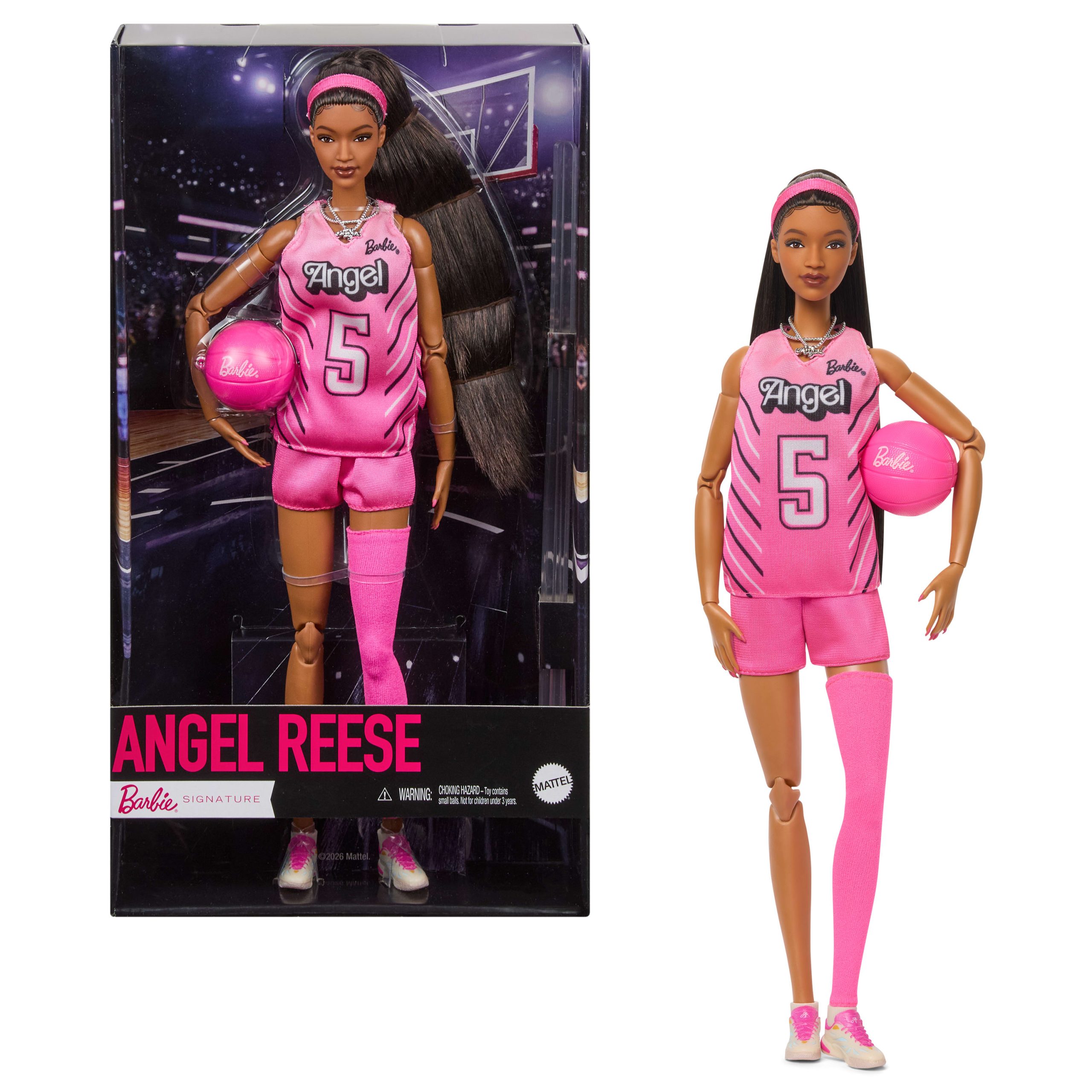 Angel Reese?Barbie Doll. Barbie Signature. Fashion Doll?With?Pink Basketball Uniform