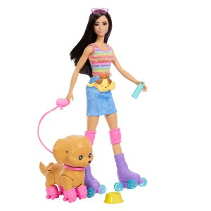 Barbie Pets Skate And Run Brunette Doll With Puppy. Skates. And Accessories