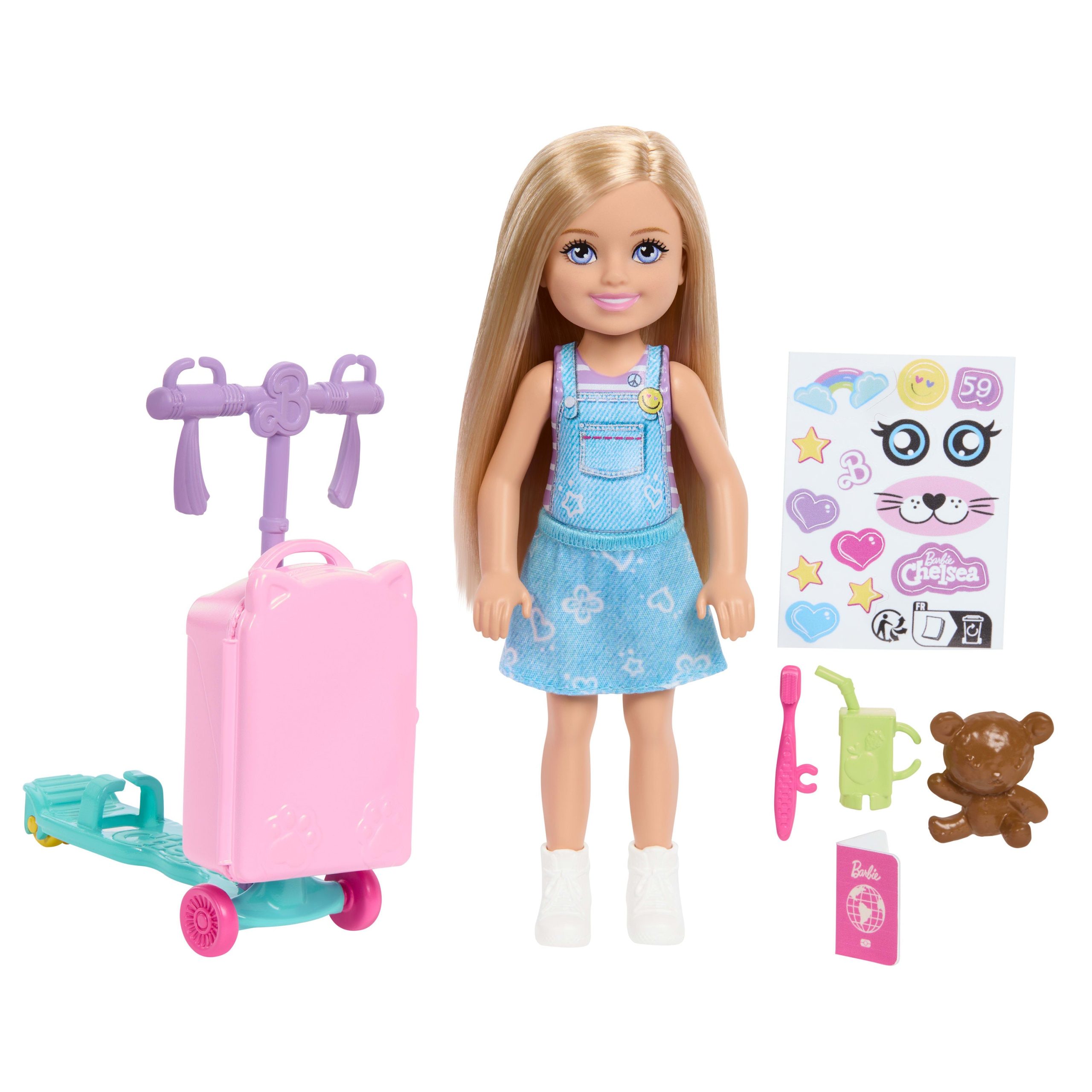 Barbie Club Chelsea Limitless Adventure Doll. Scooter Suitcase And Accessories
