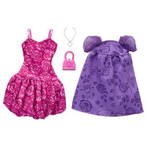 Barbie Fashions 2-Pack. 2 Outfits For Barbie Doll With 2 Dresses. Purse And Necklace