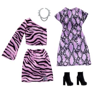 Barbie Fashions 2-Pack Clothing Set. 2 Outfits For Barbie Doll With Dress. Skirt. Top. & Accessories