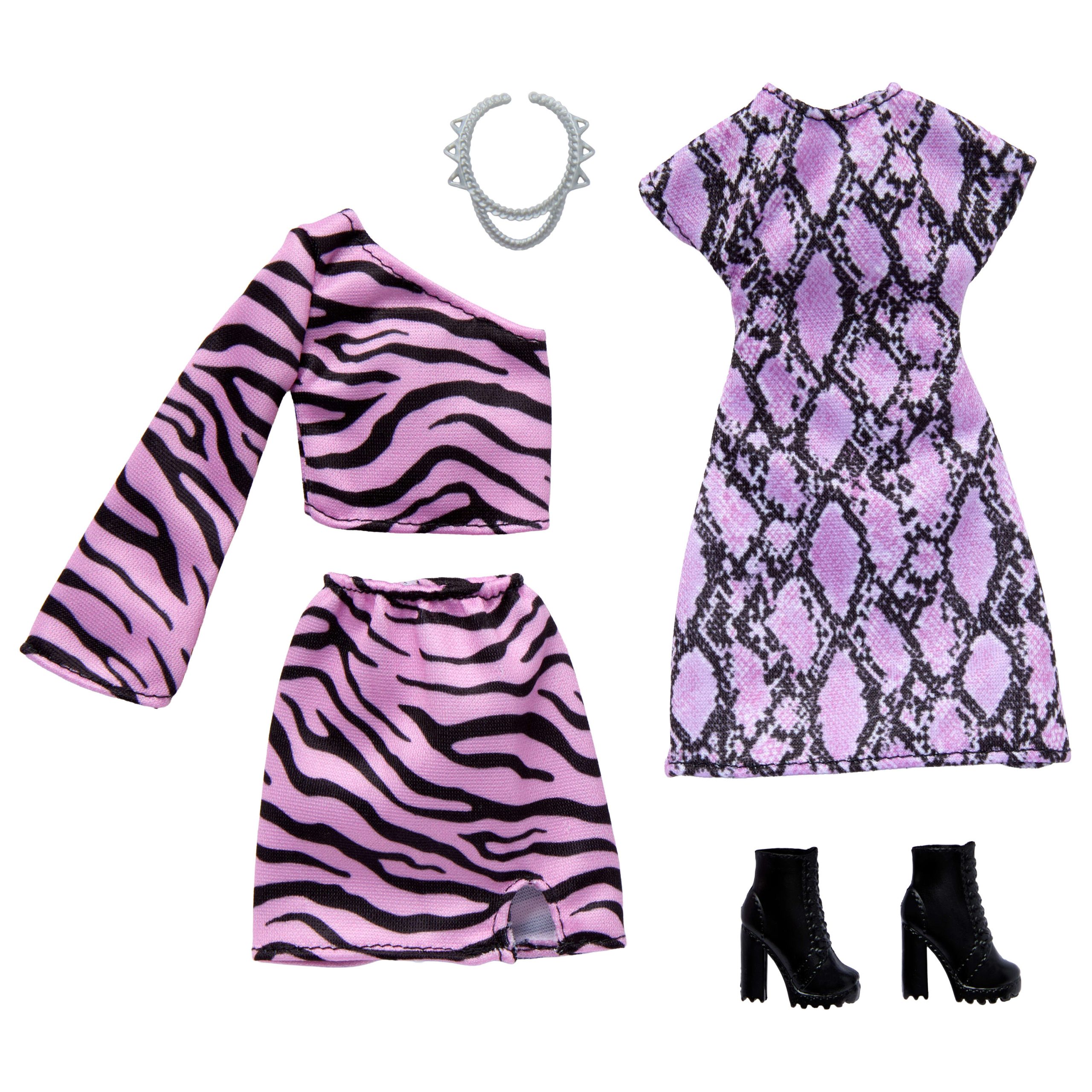 Barbie Fashions 2-Pack Clothing Set. 2 Outfits For Barbie Doll With Dress. Skirt. Top. & Accessories