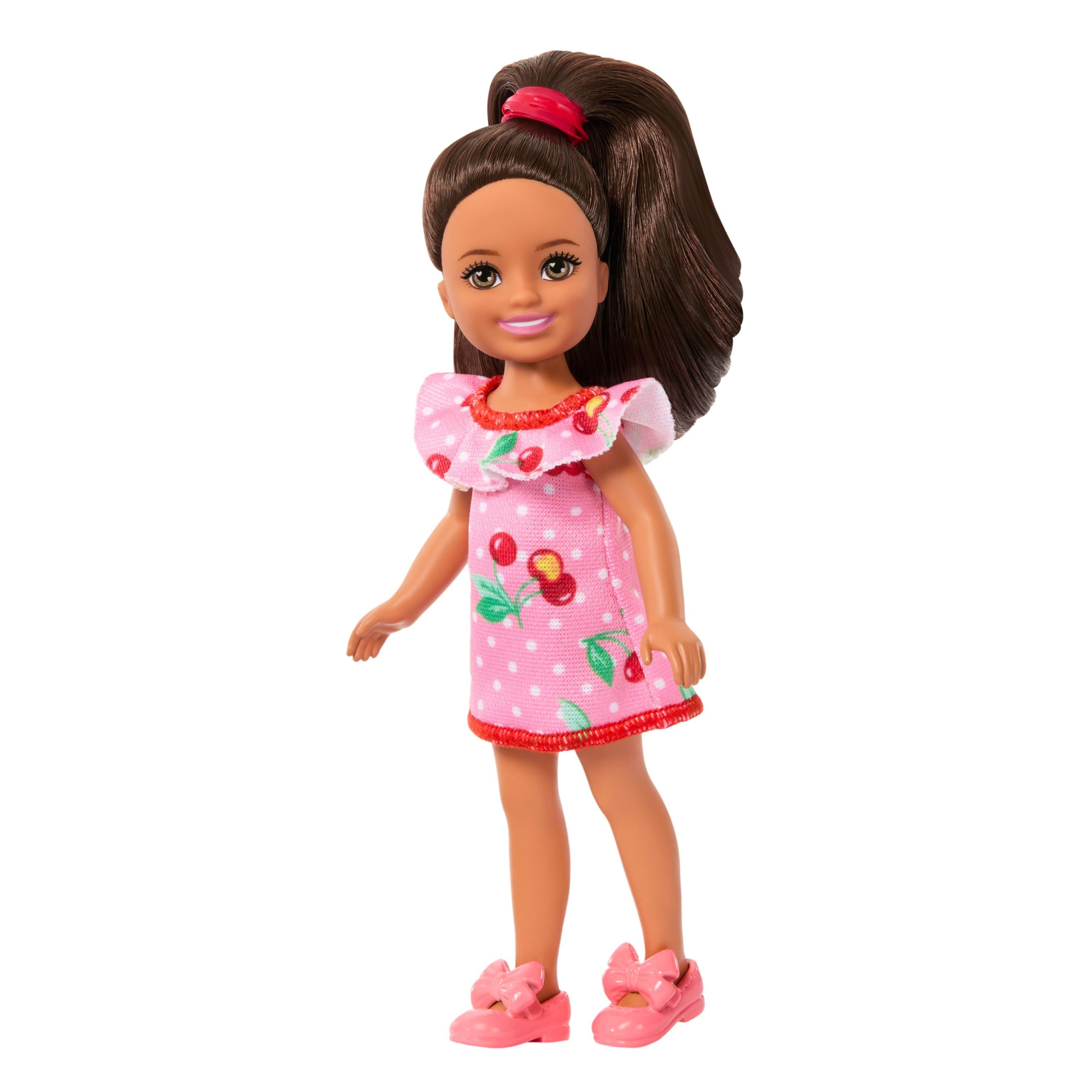 Barbie Club Chelsea Lula Small Doll. 6-inch With Brunette Hair in Cherry-Print Dress & Sandals - Image 5