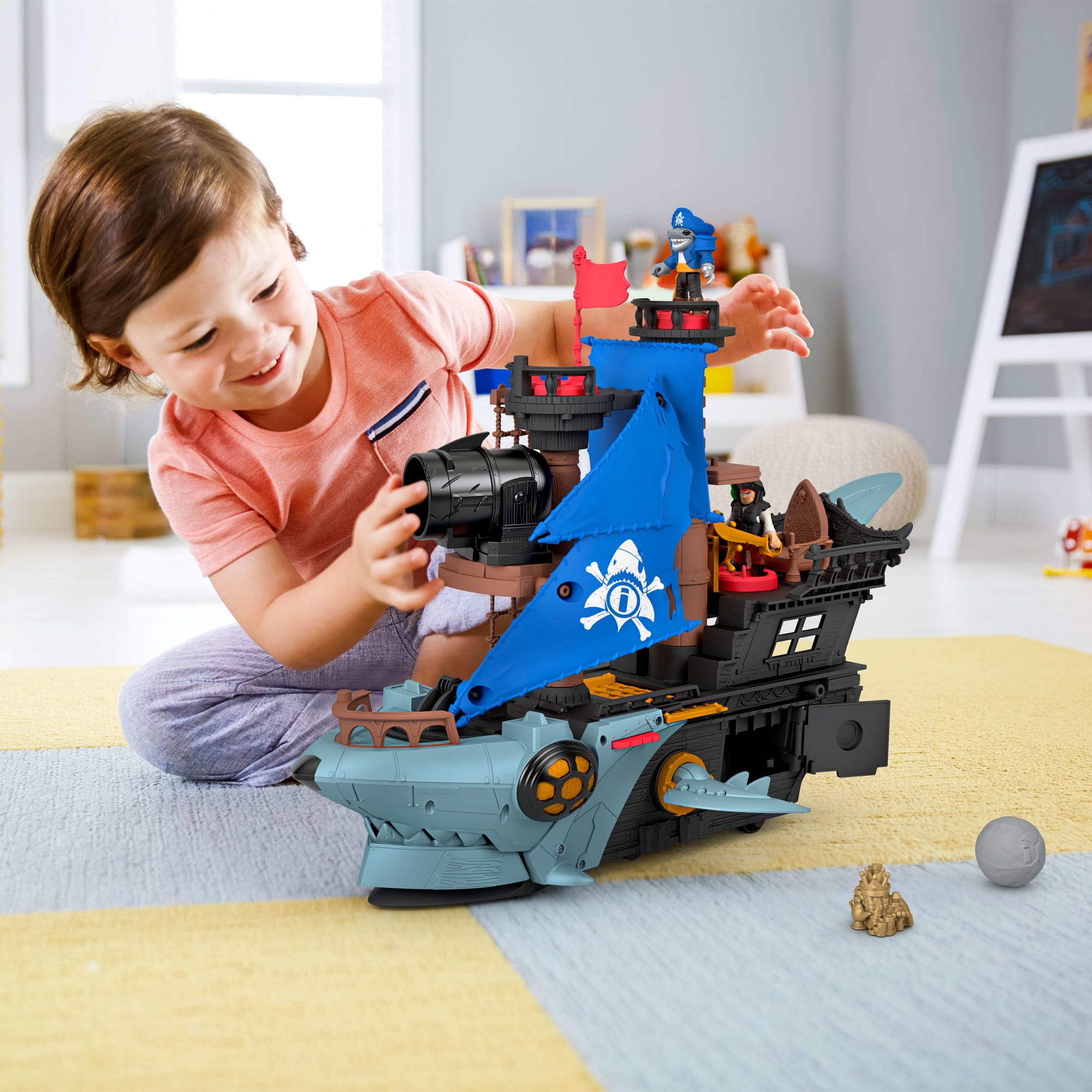 Coffret de Jeu Bateau-Pirate Requin Imaginext Avec 2?Figurines Articul??es. Bateau Jouet et Accessoires - Image 2