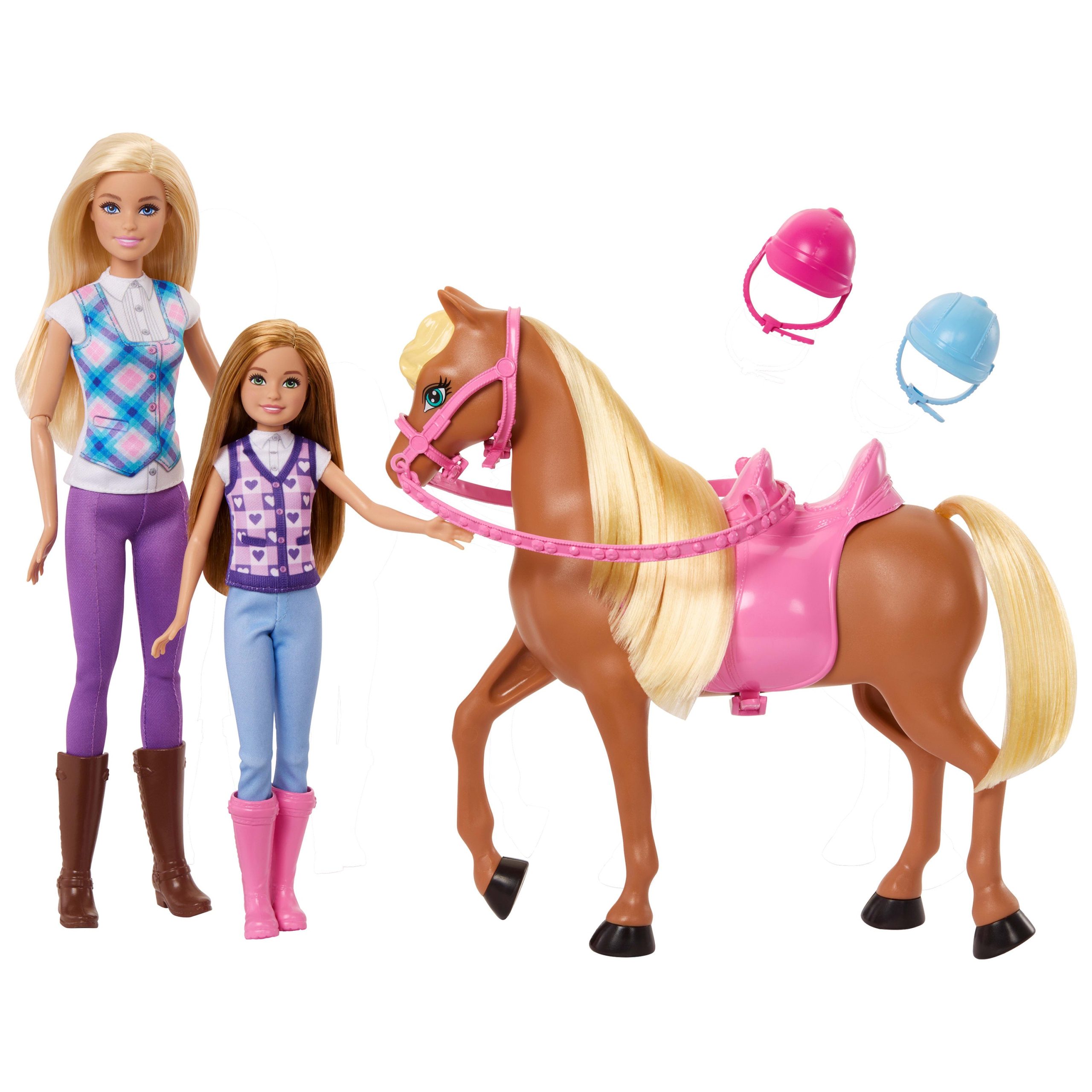 Barbie Toy Horse & Doll Set. includes Barbie & Stacie Sisters With Helmets & Riding Accessories - Image 5