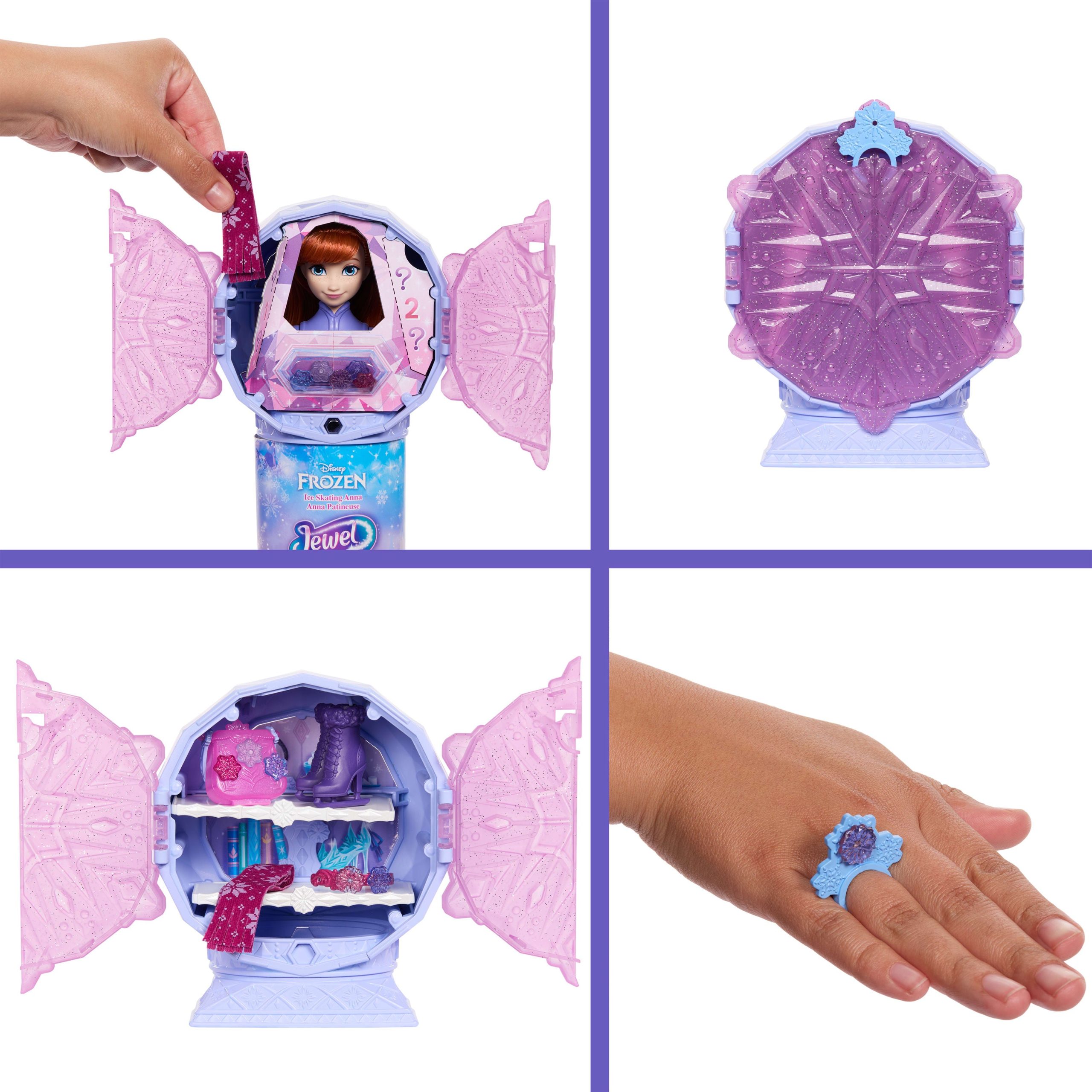 Disney Frozen Jewel Reveal Ice Skating Anna Fashion Doll With 8 Surprises Including Gem Box & Accy - Image 4