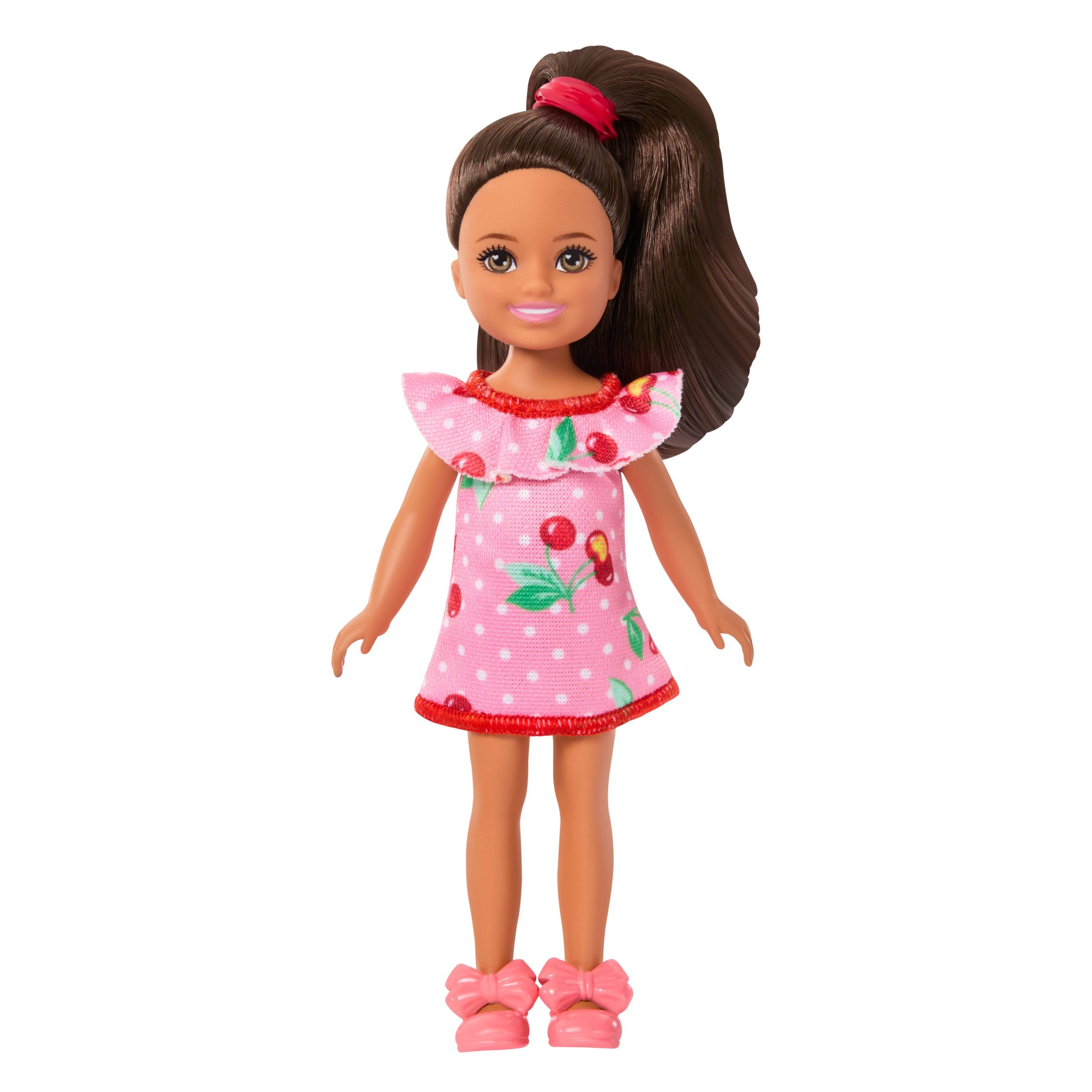 Barbie Poup??e Famille et Amis Avec Cheveux Bruns et Robe Cerises