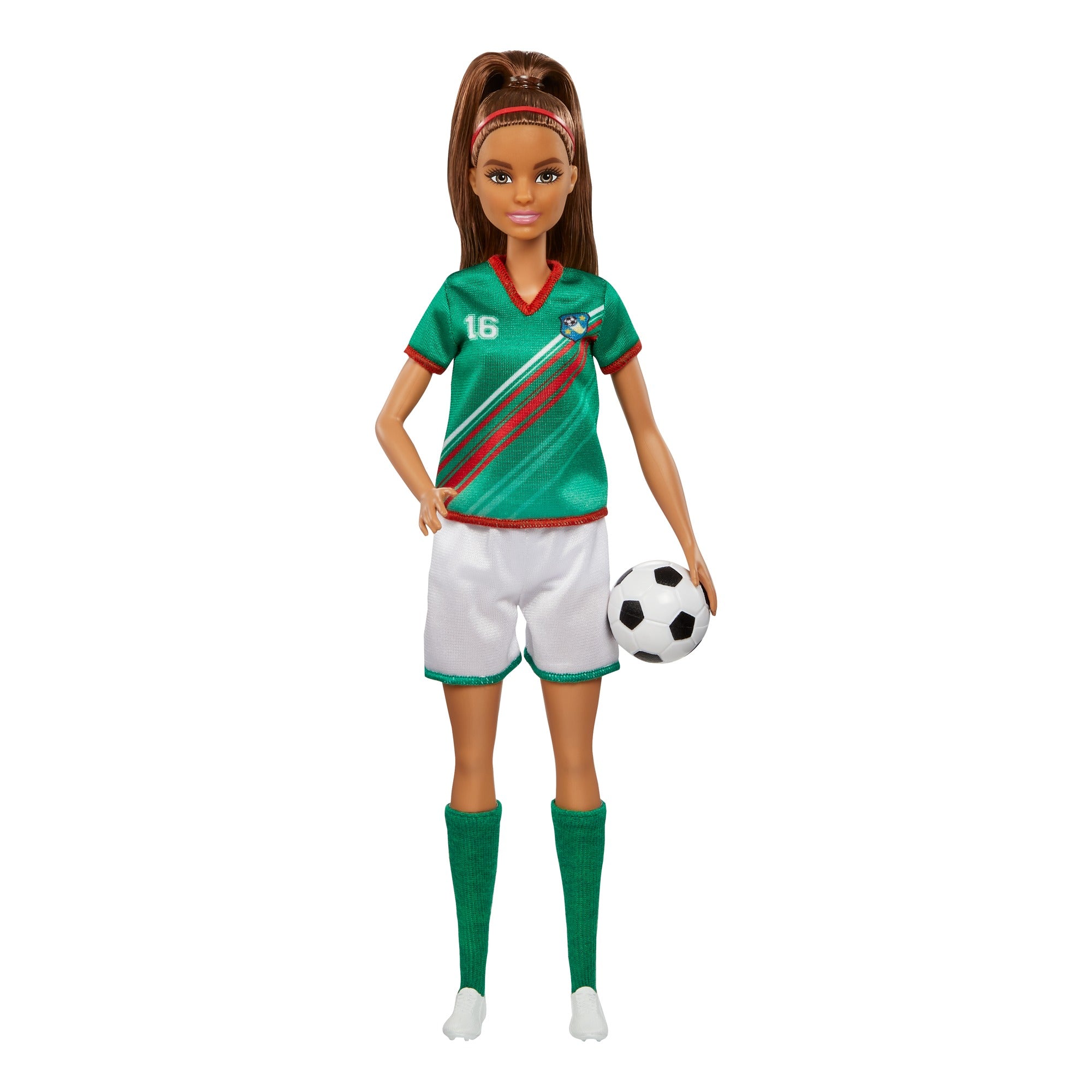 Barbie Profiss?es Boneca Jogadora de Futebol Camisa Verde