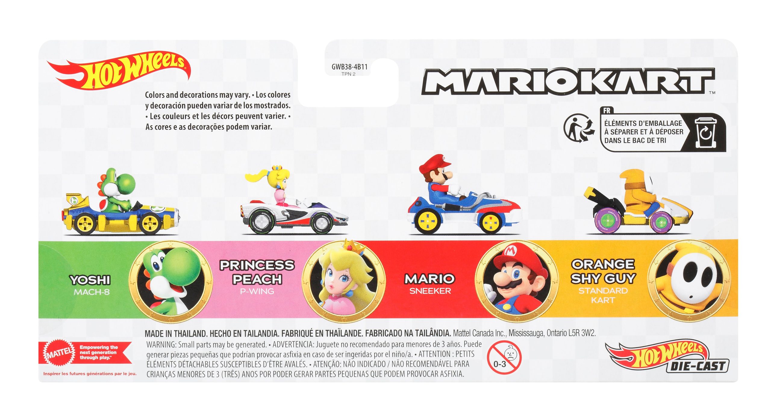 Hot Wheels Mario Kart Ve??culo de Brinquedo Pacote surpresa com 4 carros - Image 6