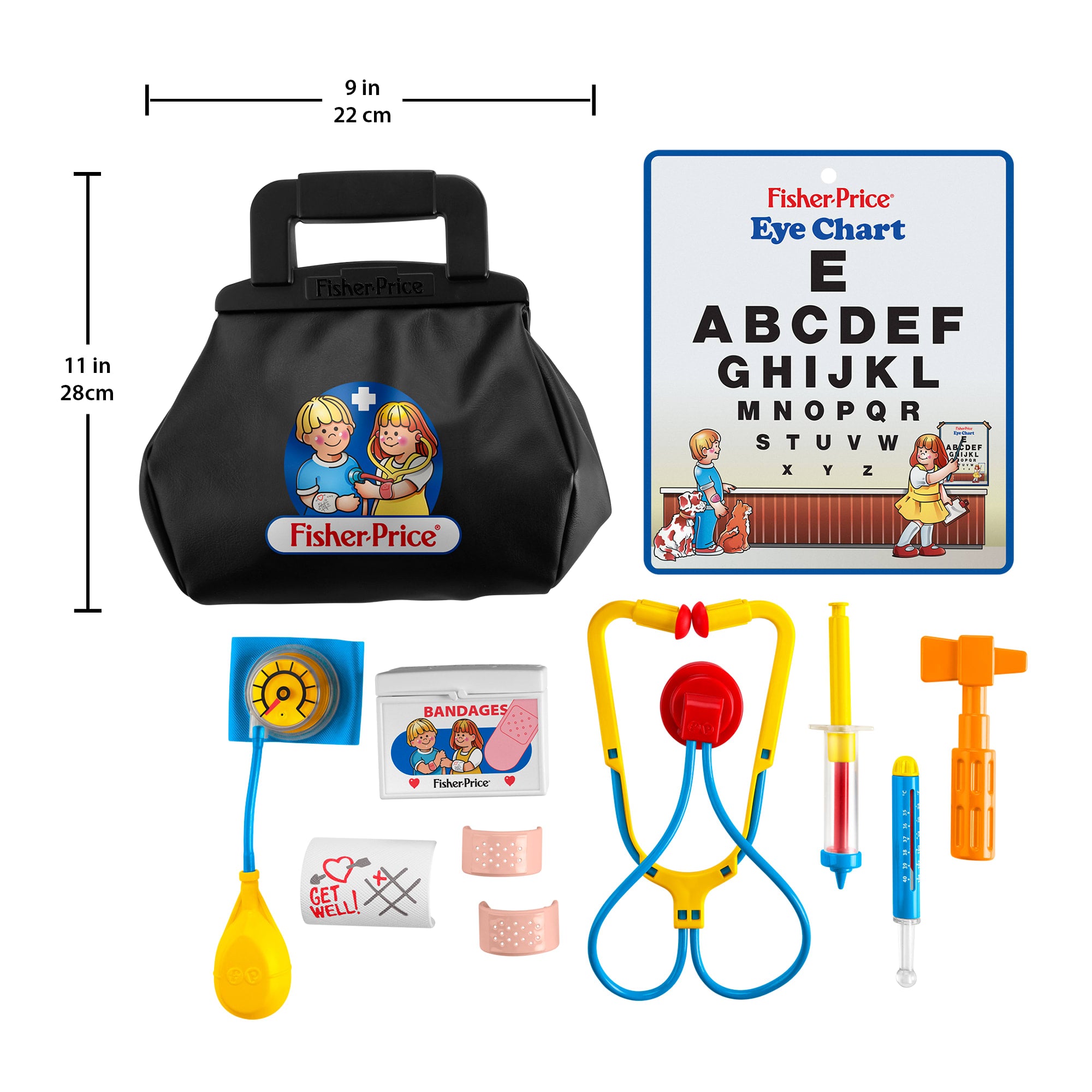 Fisher-Price 1988 Medical Kit. 11-Piece Doctor Bag Pretend Play Set For Preschool Kids - Image 6
