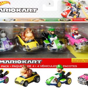 Hot Wheels Mario Kart Veh??culo de Juguete paquete sorpresa de 4 autos