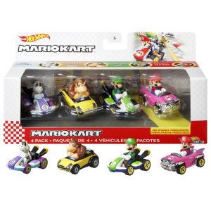 Hot Wheels Mario Kart Vehicle 4-Pack With 1 Exclusive Collectible Model