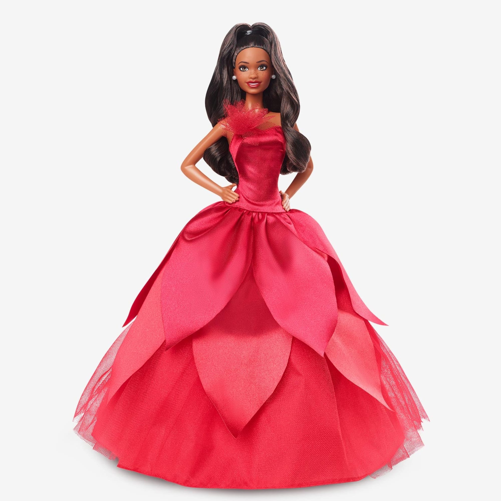 2022 Holiday Barbie. Dark-Brown Hair