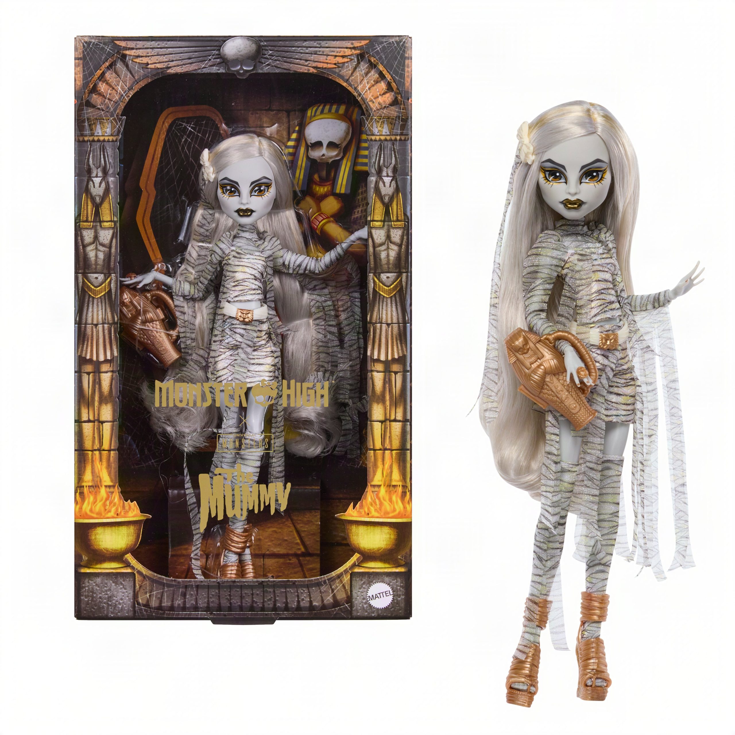 Monster High X Universal Monsters?The?Mummy?Collector Doll With?Wrap?Dress?&?Sarcophagus?Purse