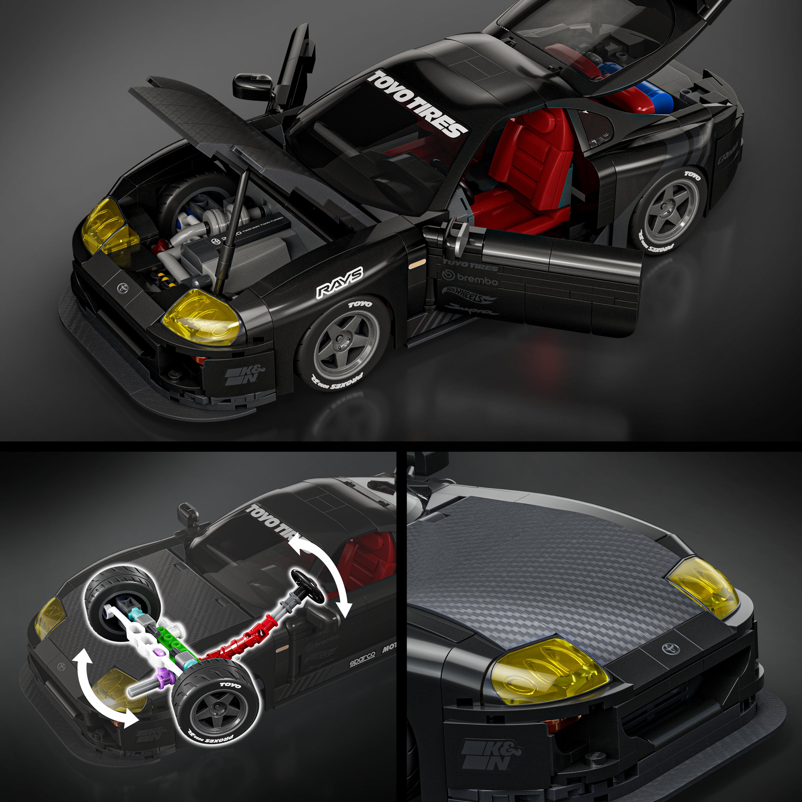 Mattel Brick Shop Hot Wheels Jogo de Constru??o Elite '94 Toyota Supra MKIV - Image 6